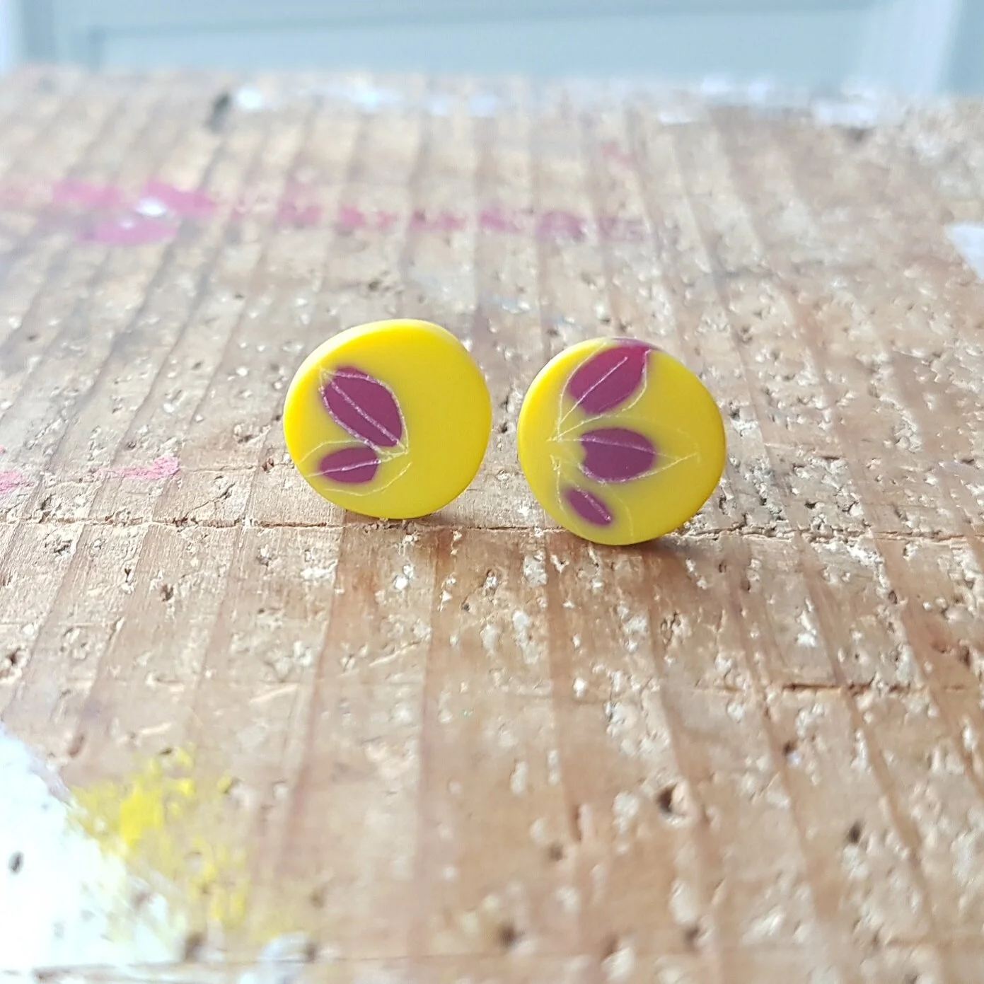 EARRINGS mini round studs yellow plum 3rd pair sq.jpg