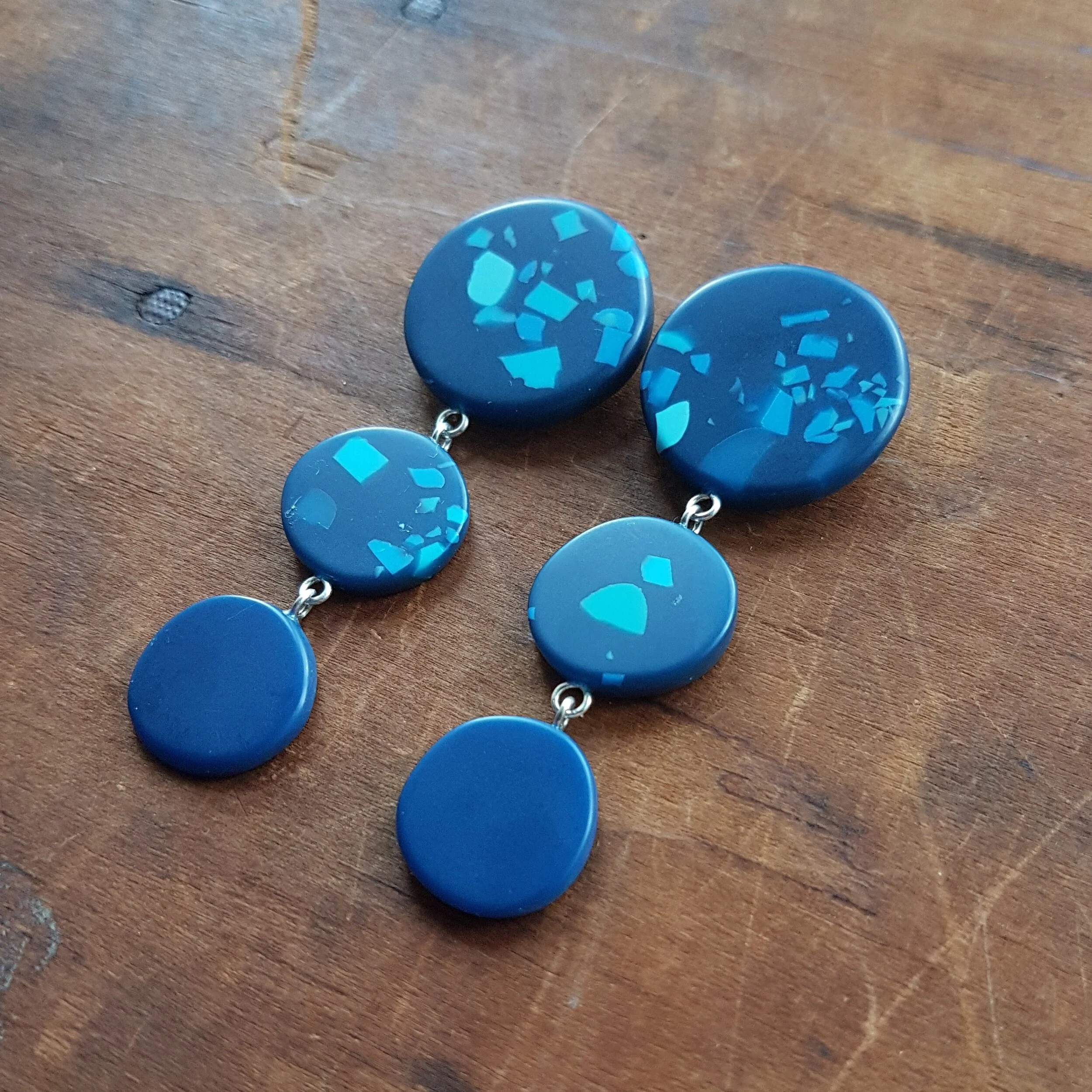 blue triple drop studs