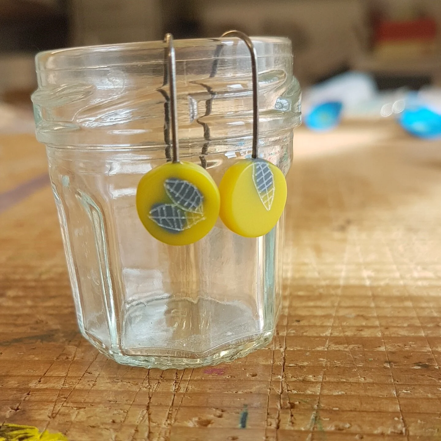 earrings mini round drops yellow grey.jpg