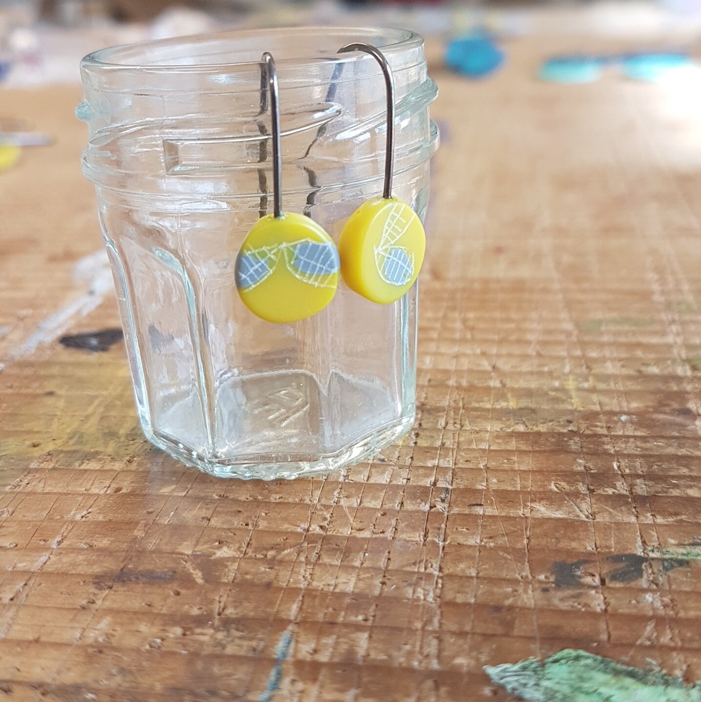 earrings mini round drops yellow grey 2.jpg