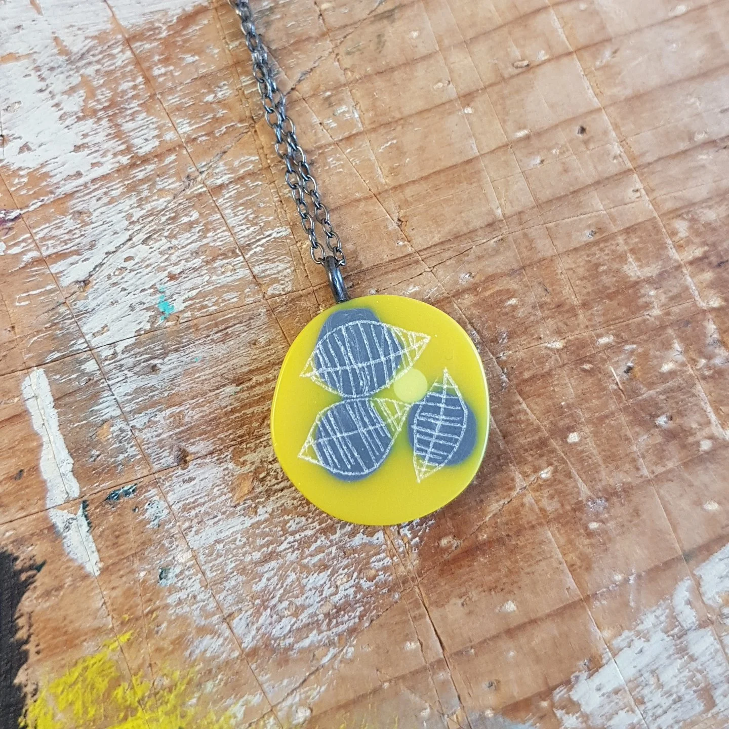 yellow and grey Round pendant