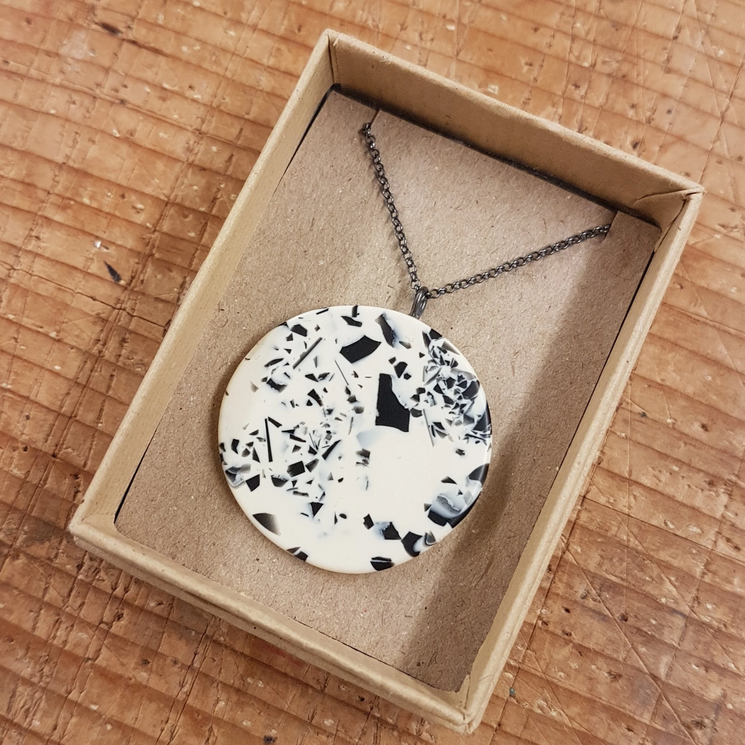 cream and black x large round pendant