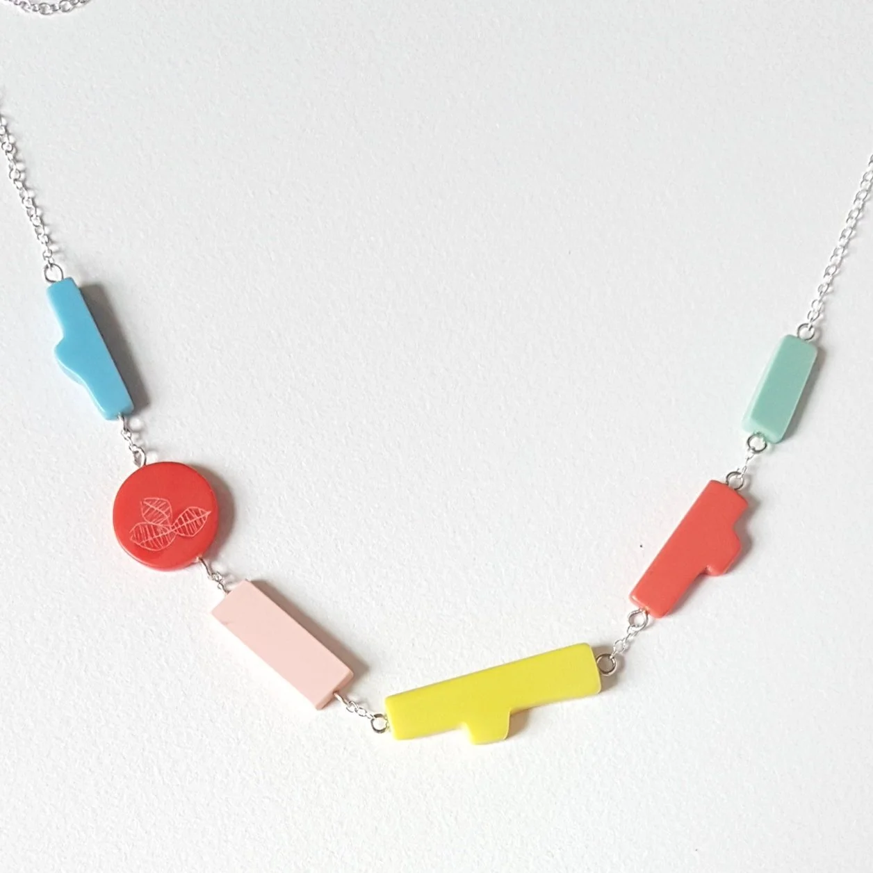 vivid pastel and coral little twig necklace