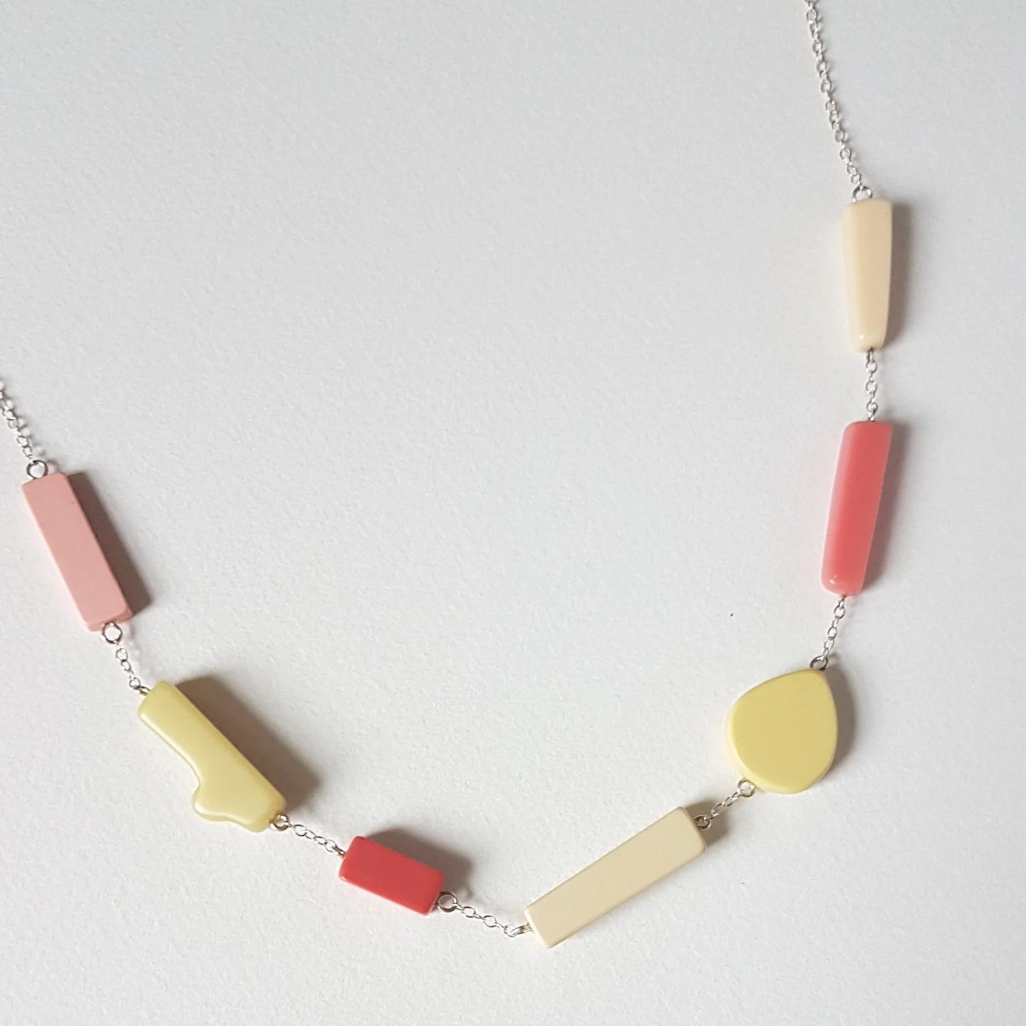 pastel pink and yellow little twig necklace