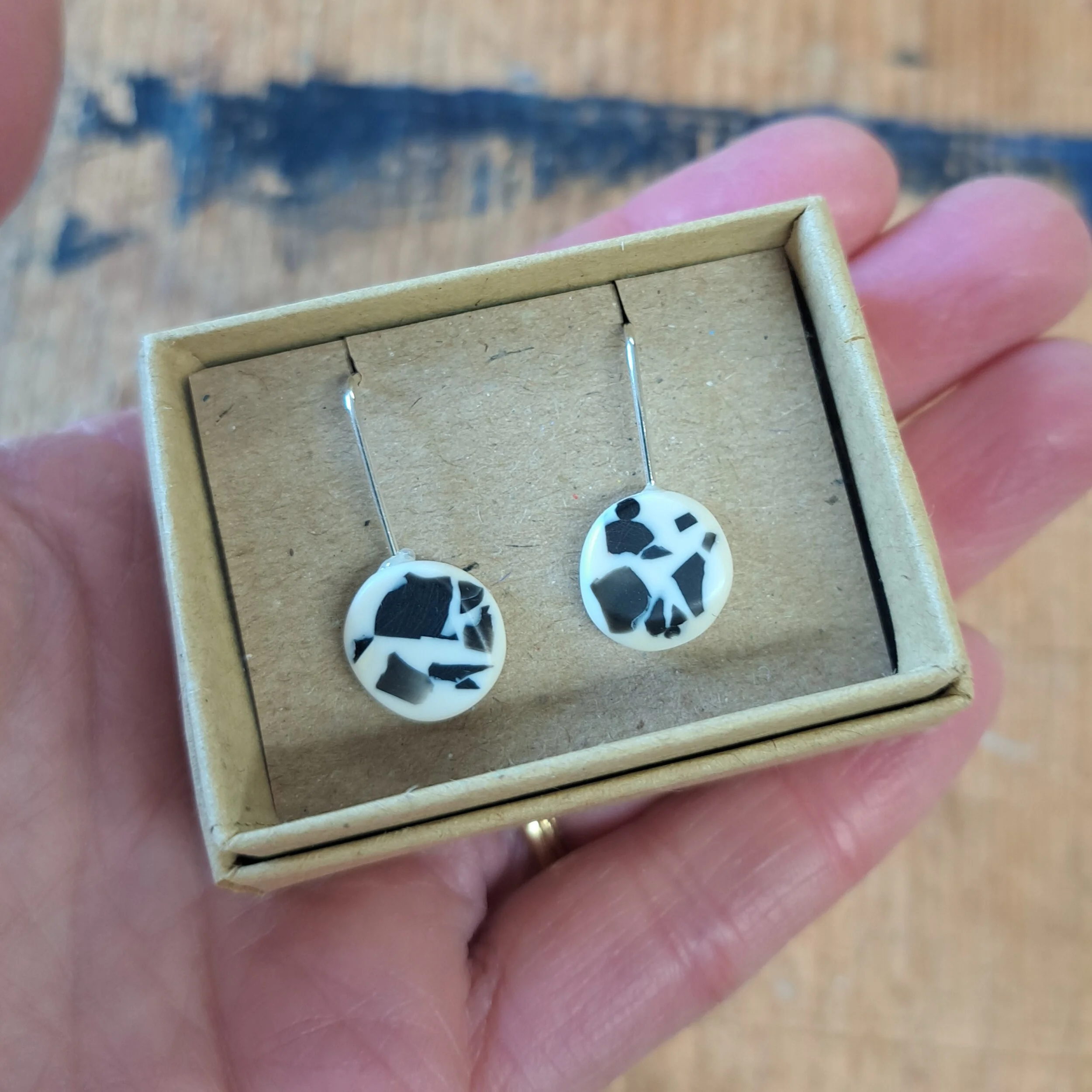 cream and black mini round drops
