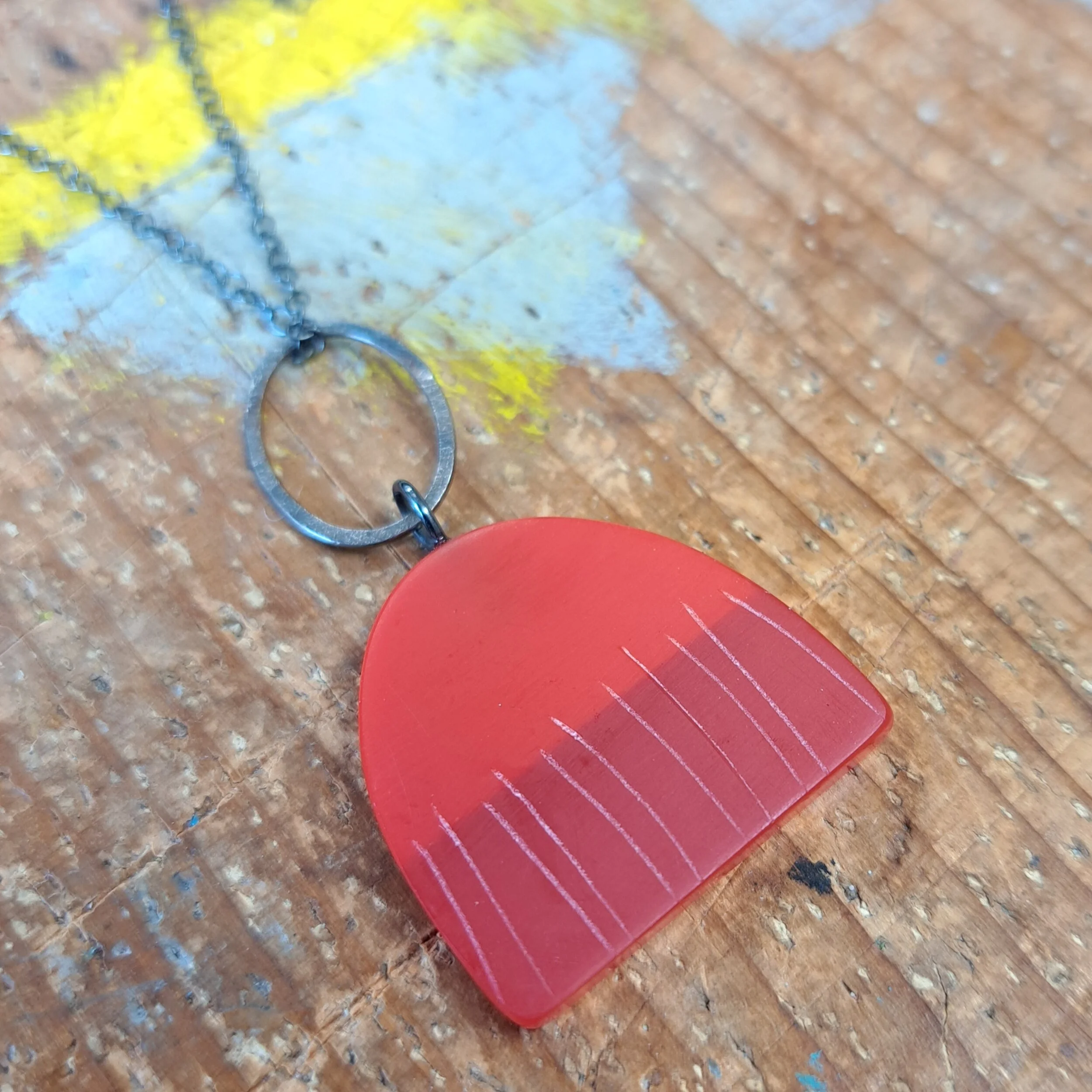 red demi drop pendant