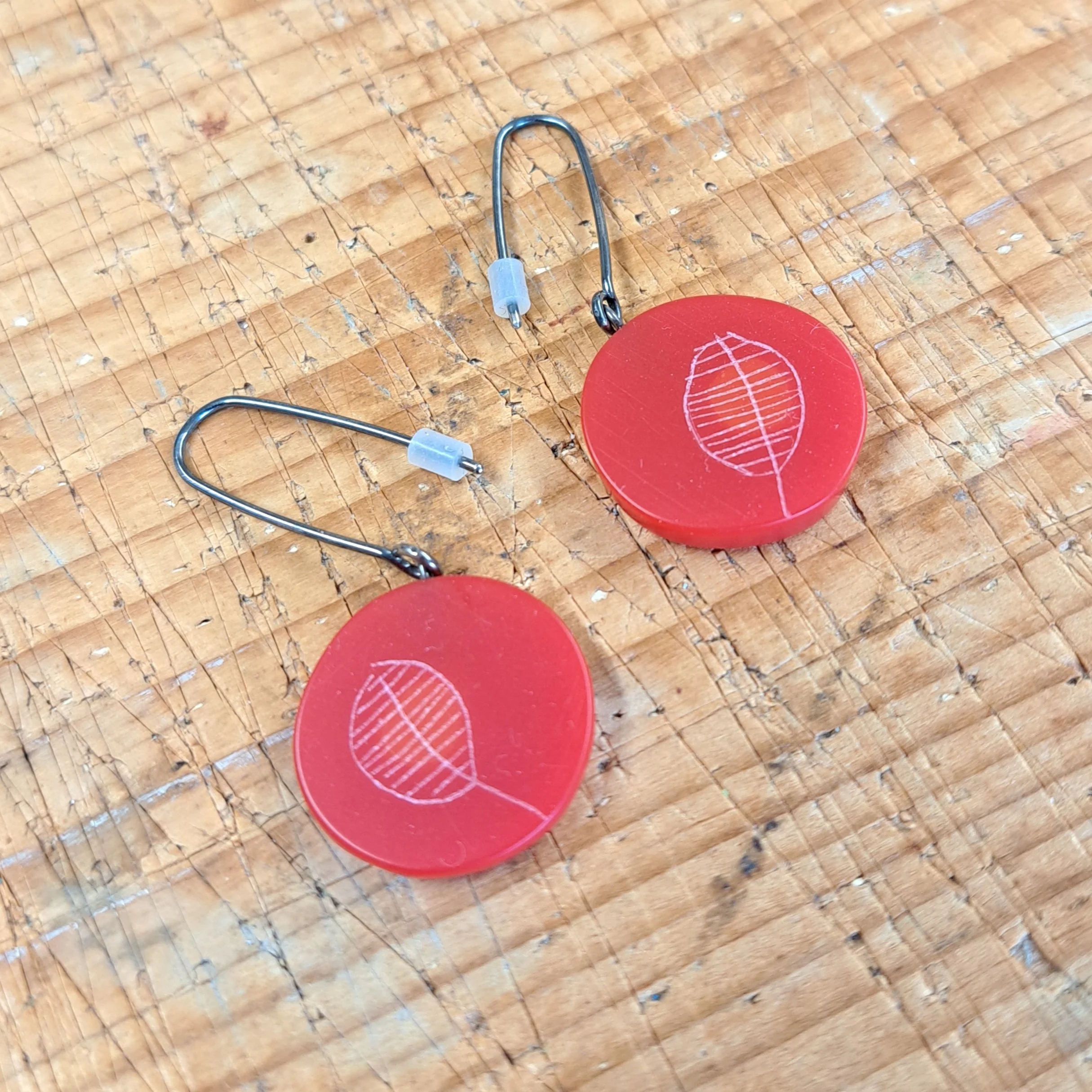 red round drop earrings