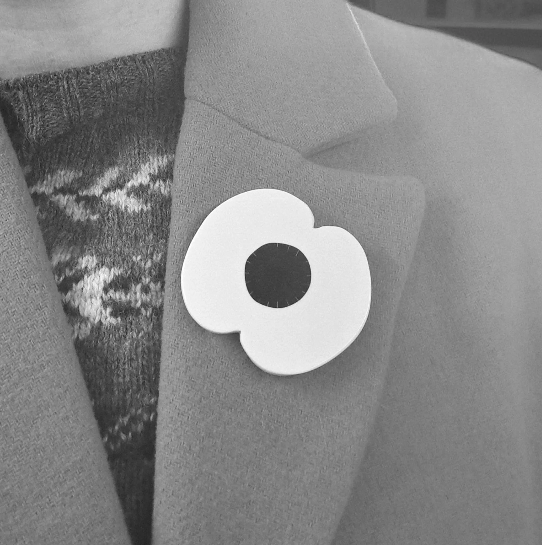 white poppy brooch