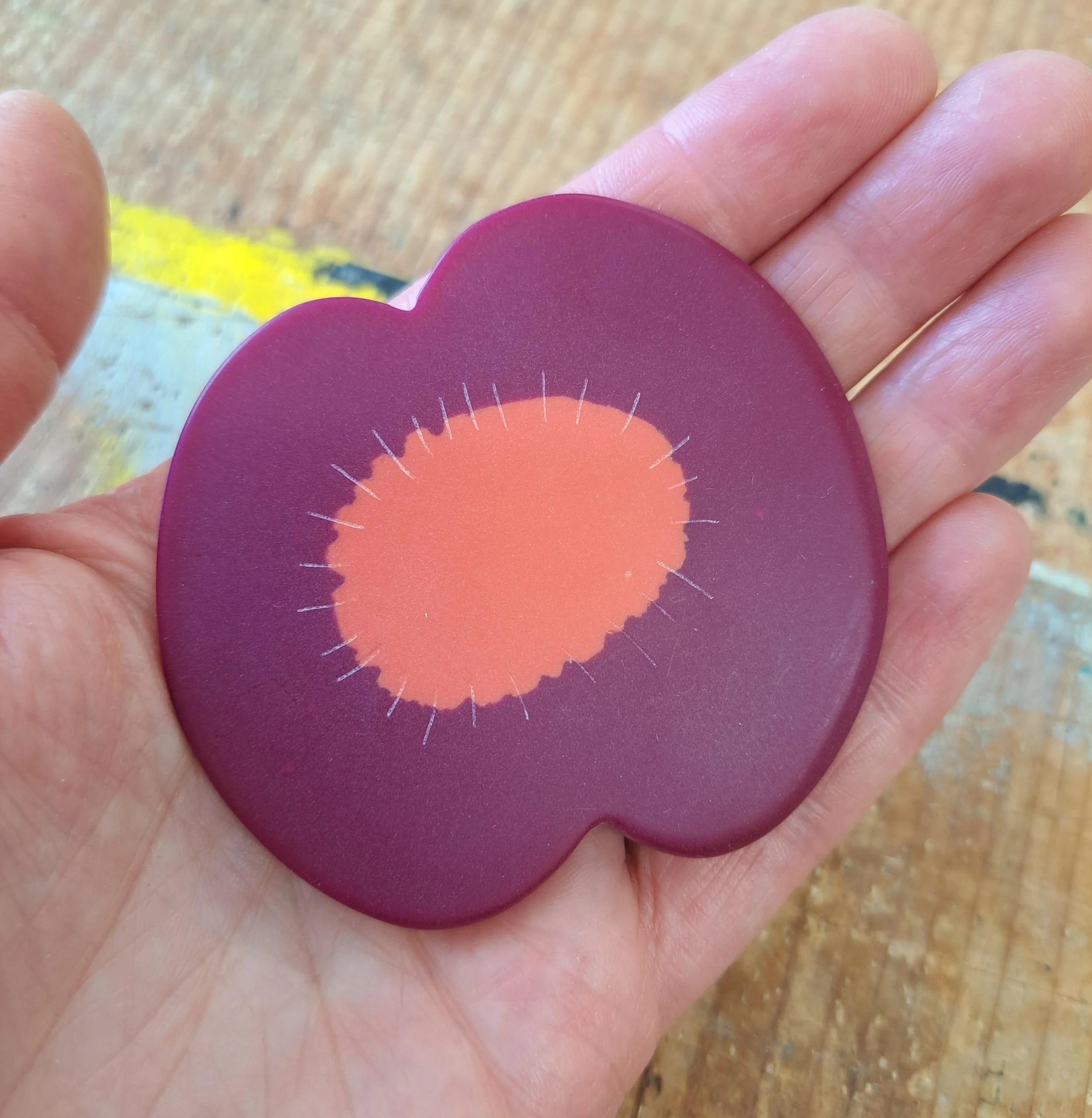 magenta poppy brooch