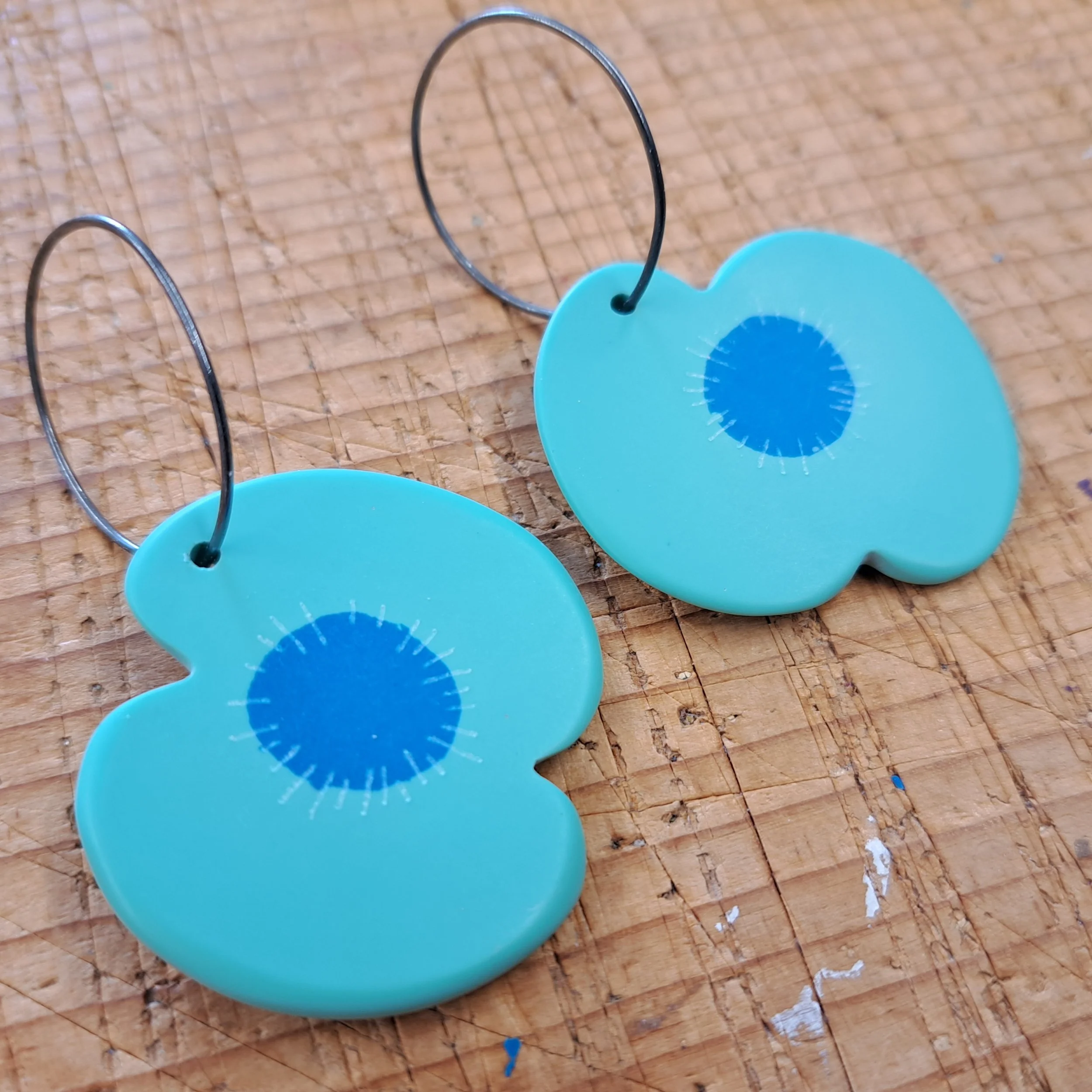 turquoise poppy hoop earrings