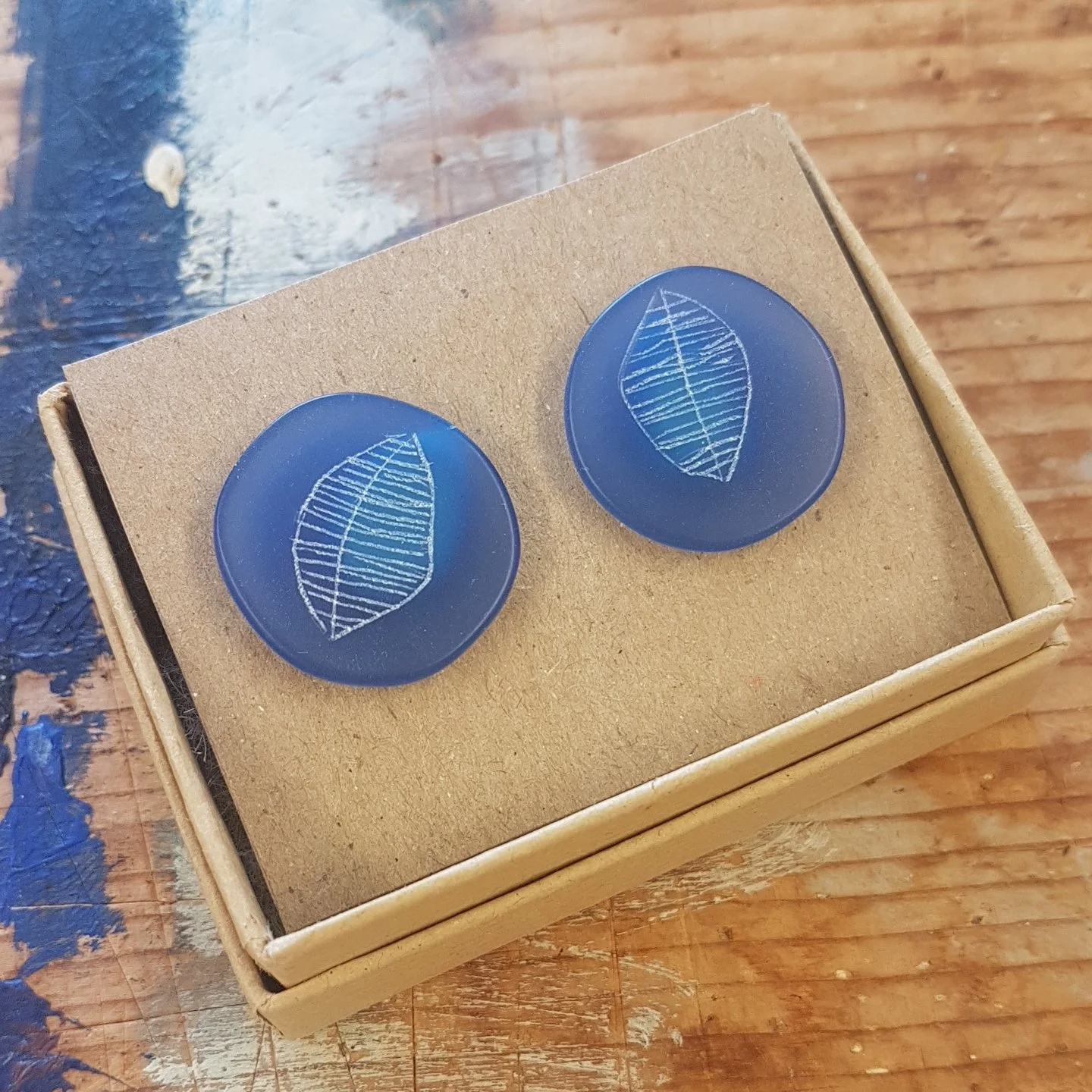 blue large round studs