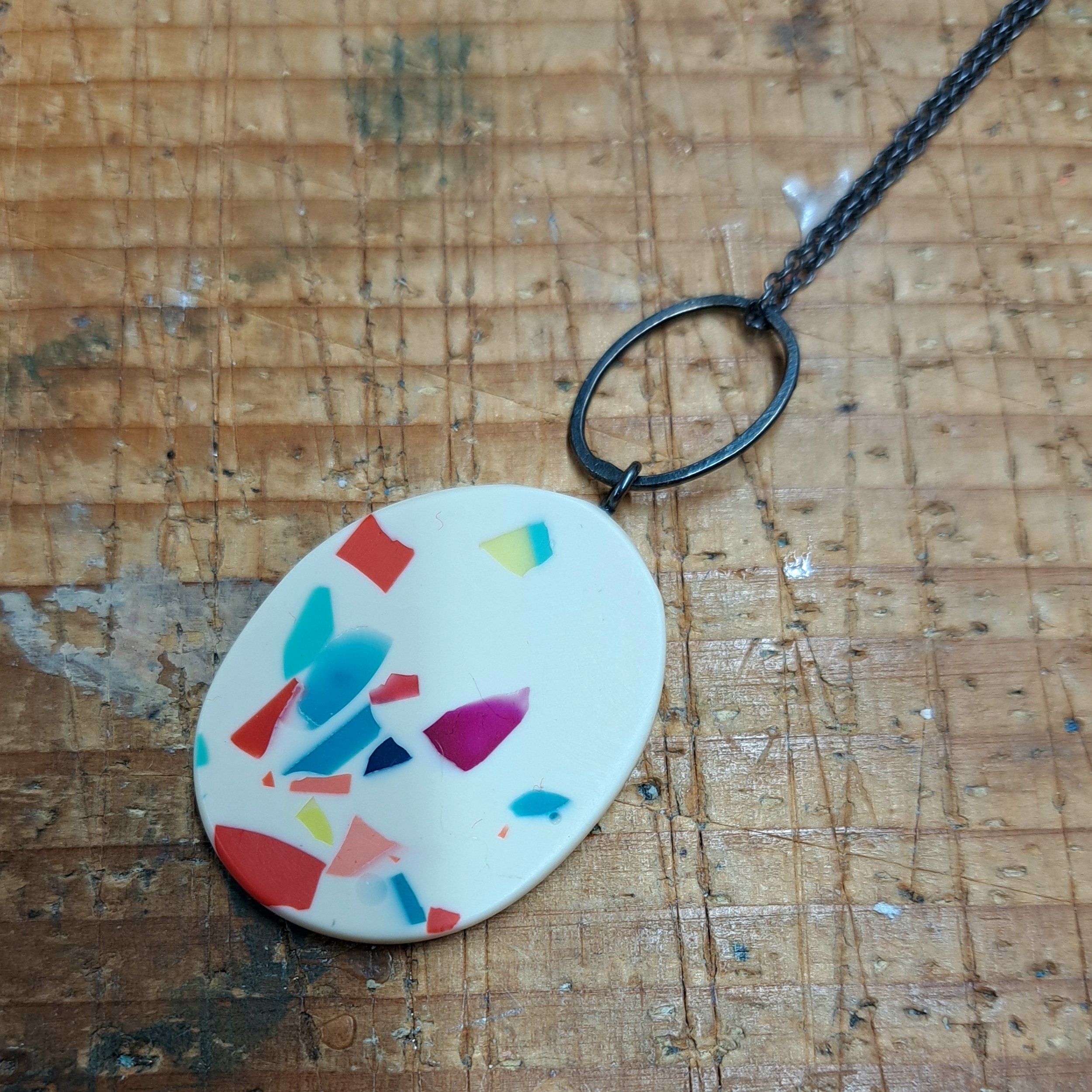 necklace oval rainbow speckle.jpg