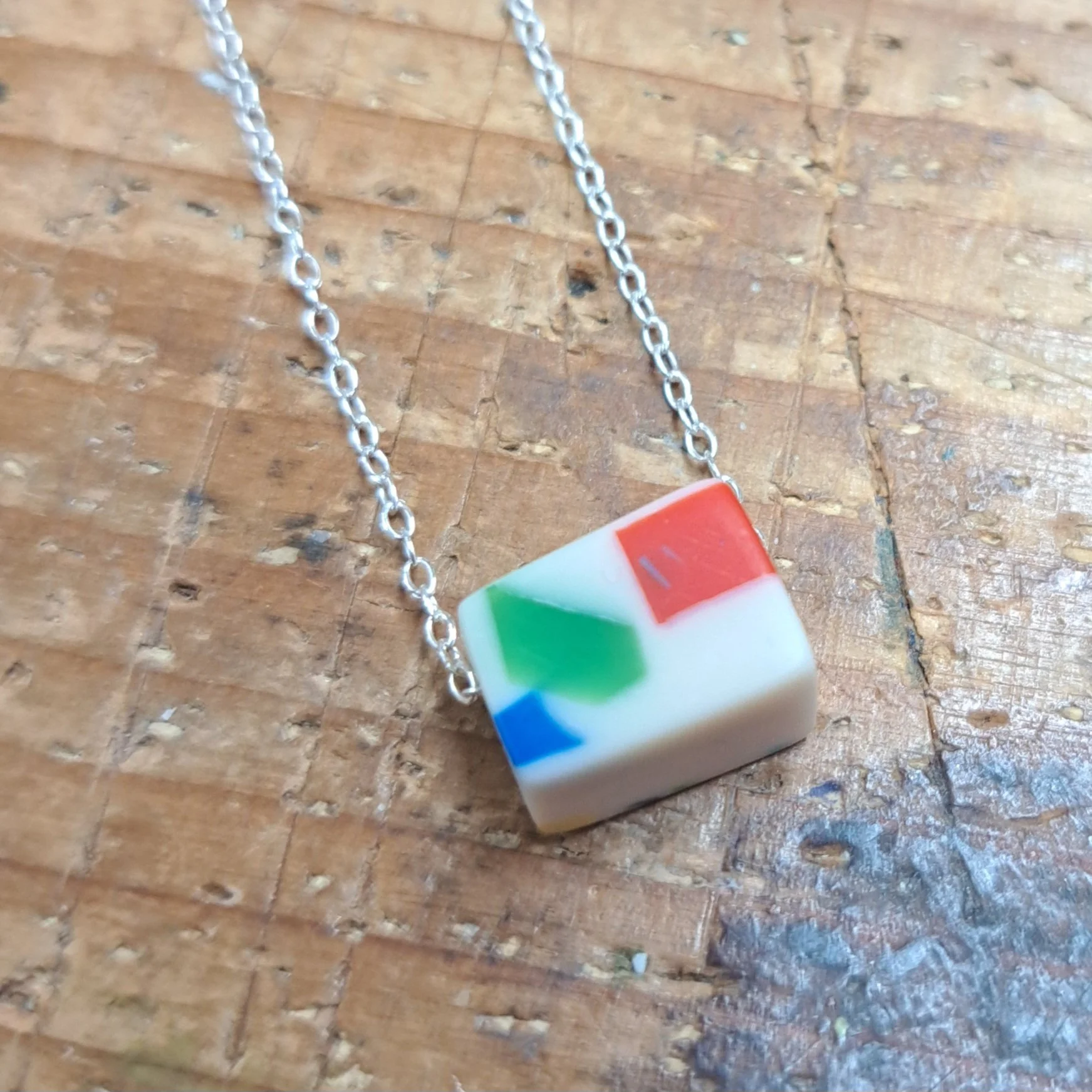 rainbow brights little block bead necklace