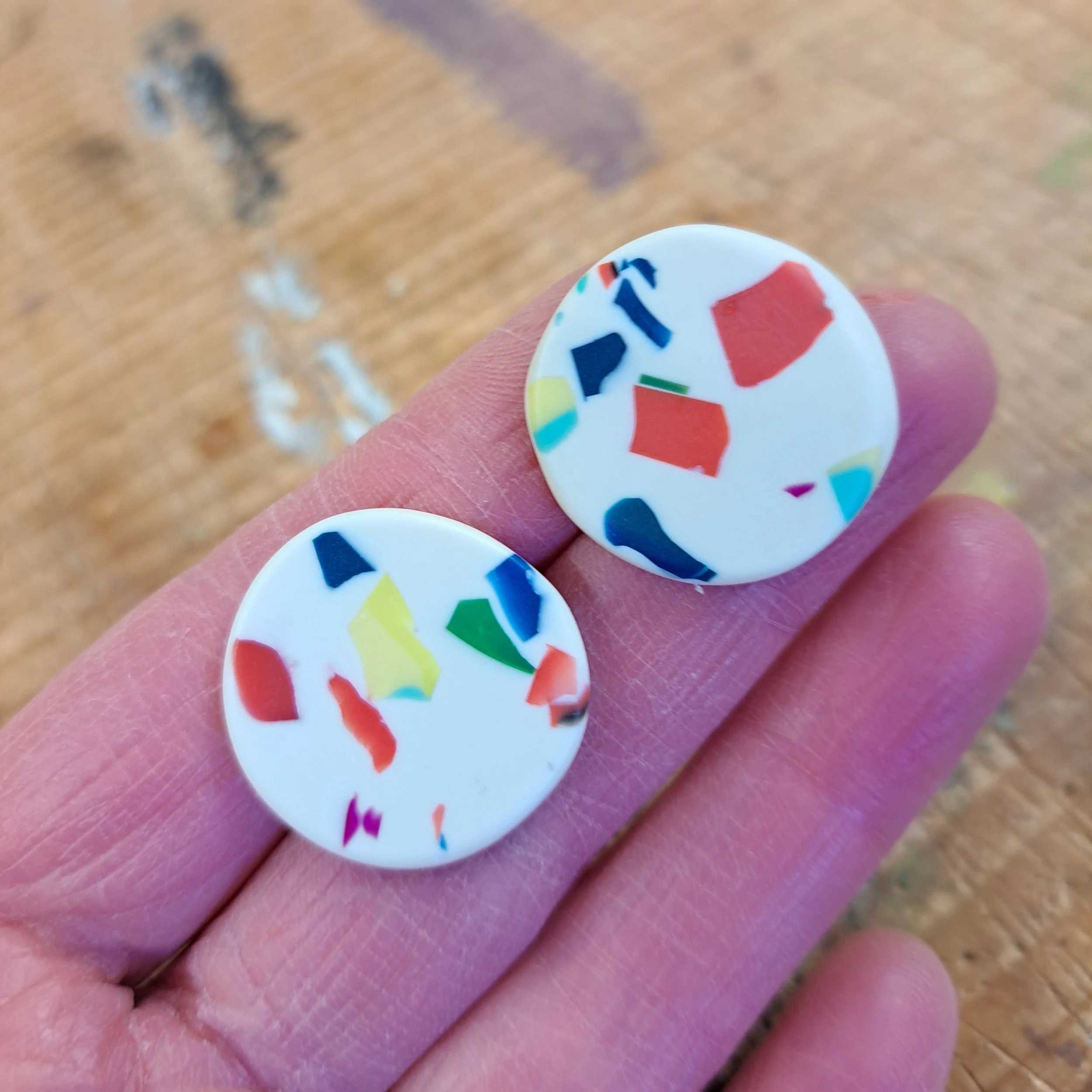 rainbow bright large round studs