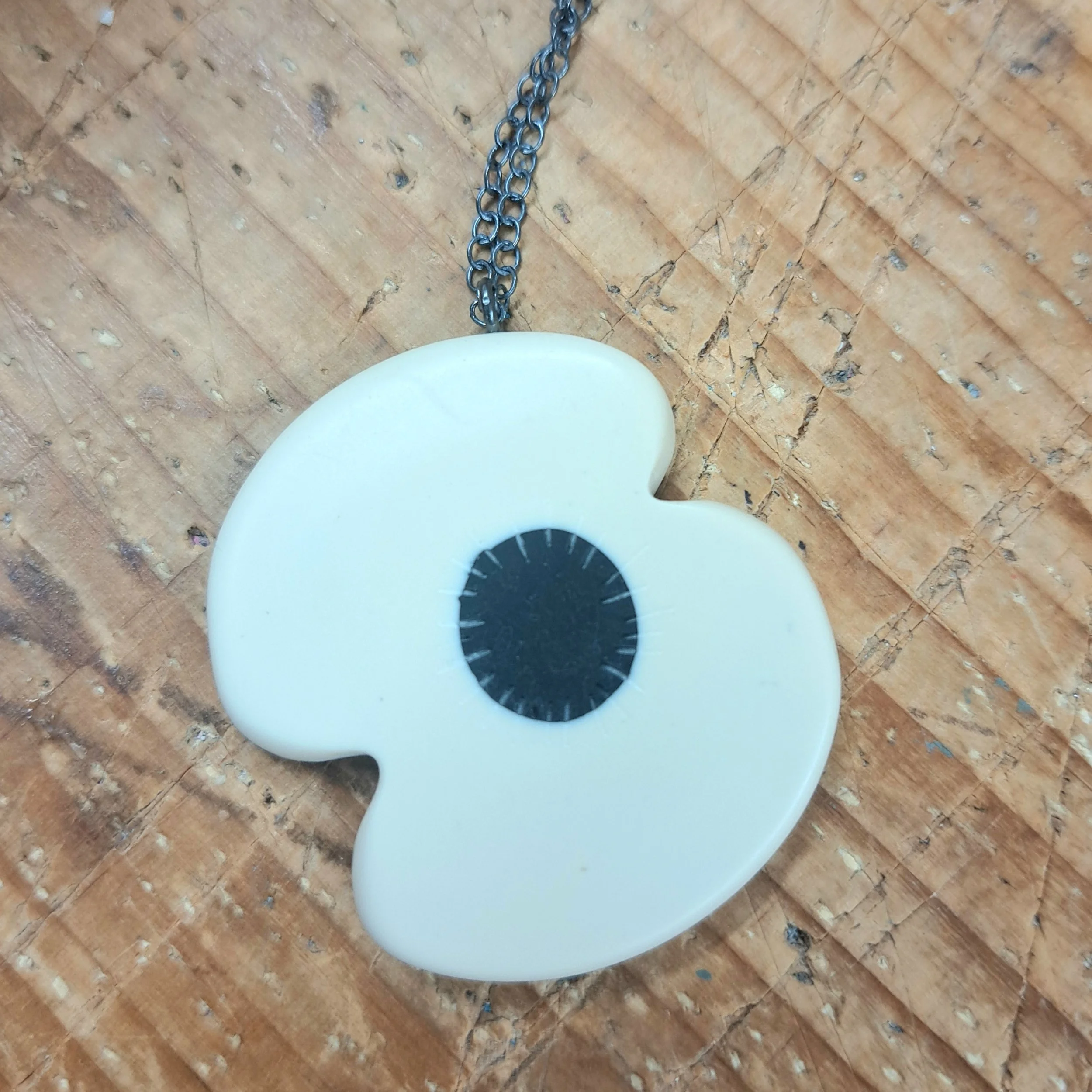 white poppy pendant