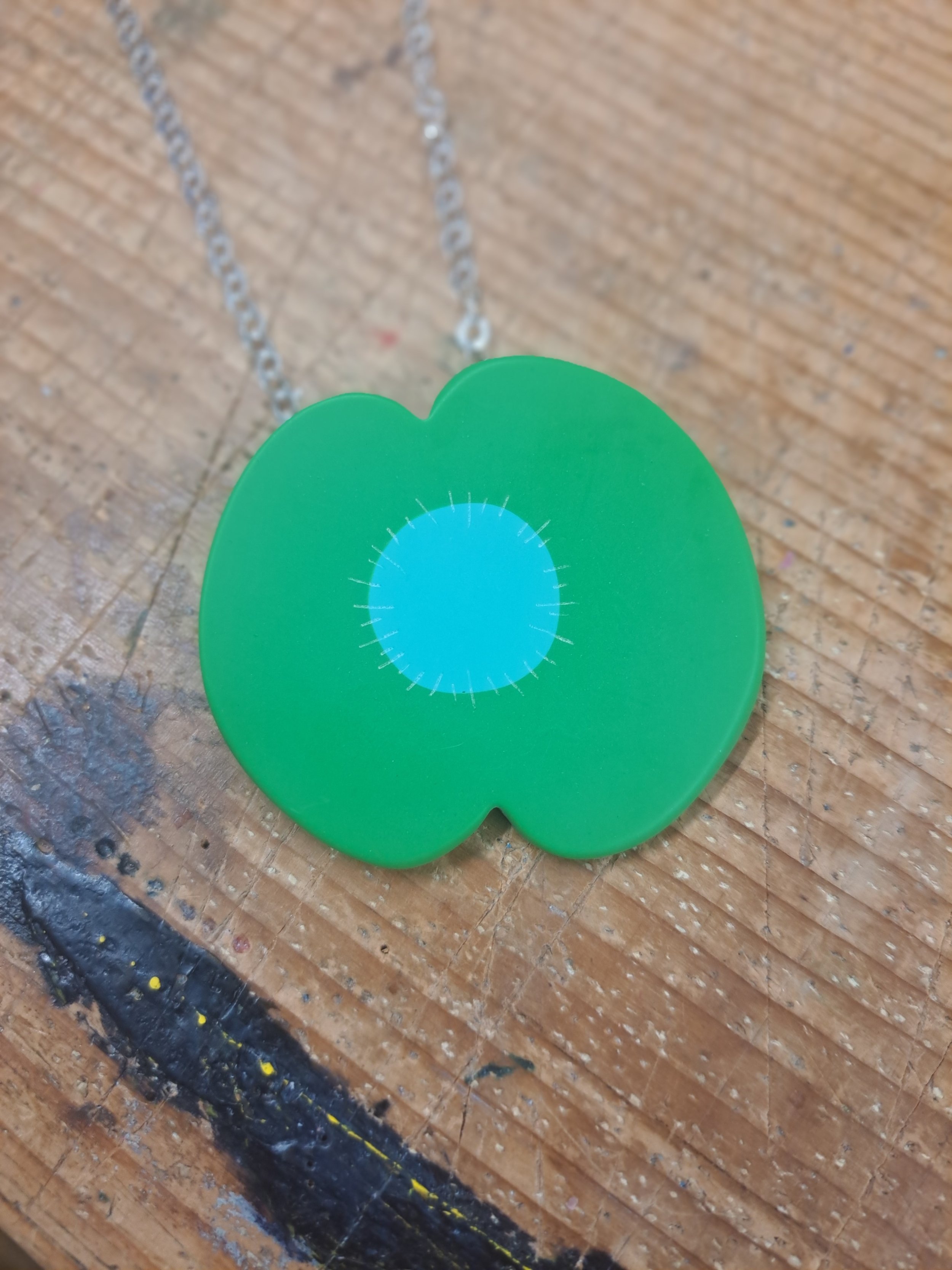 green Poppy Necklace