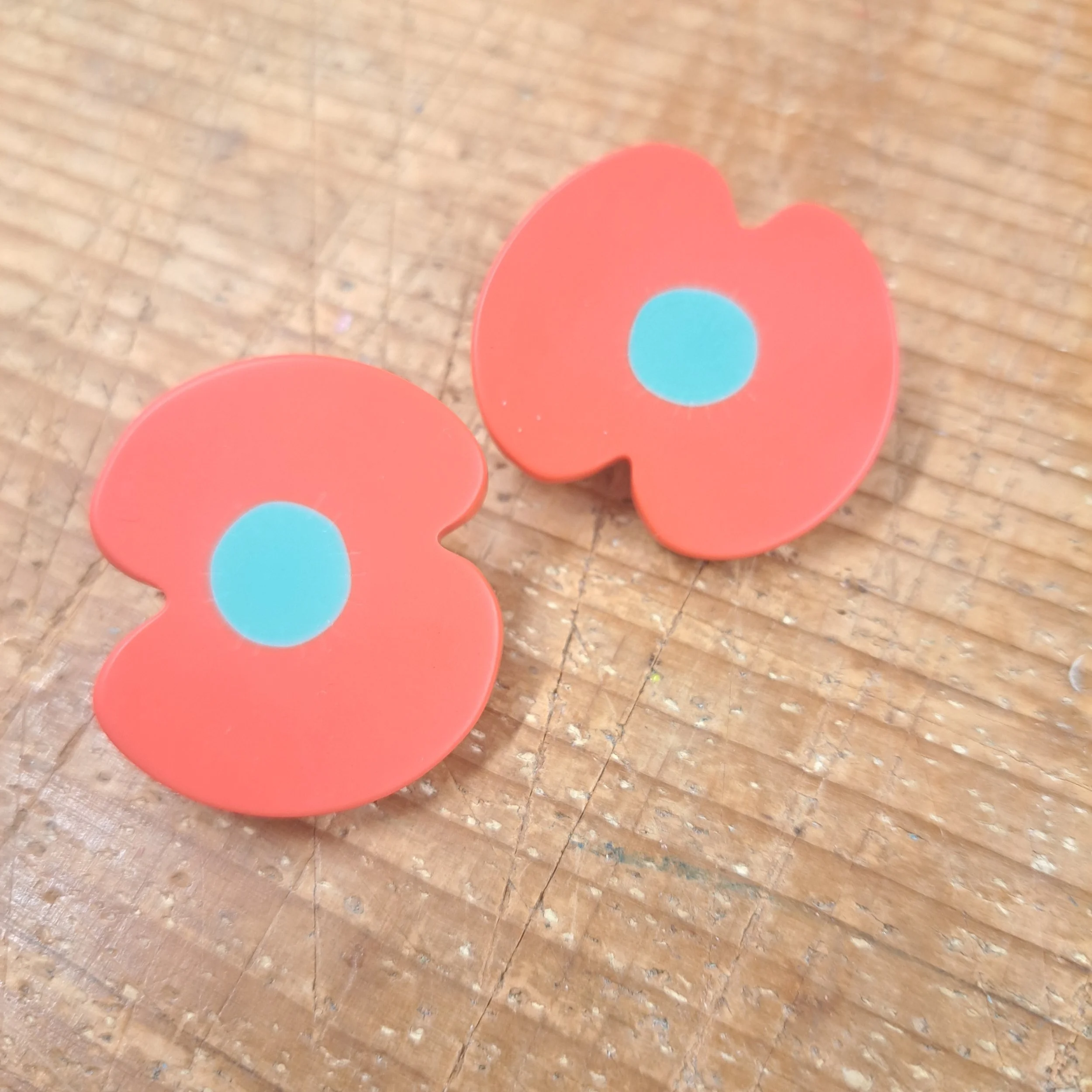 coral poppy earrings