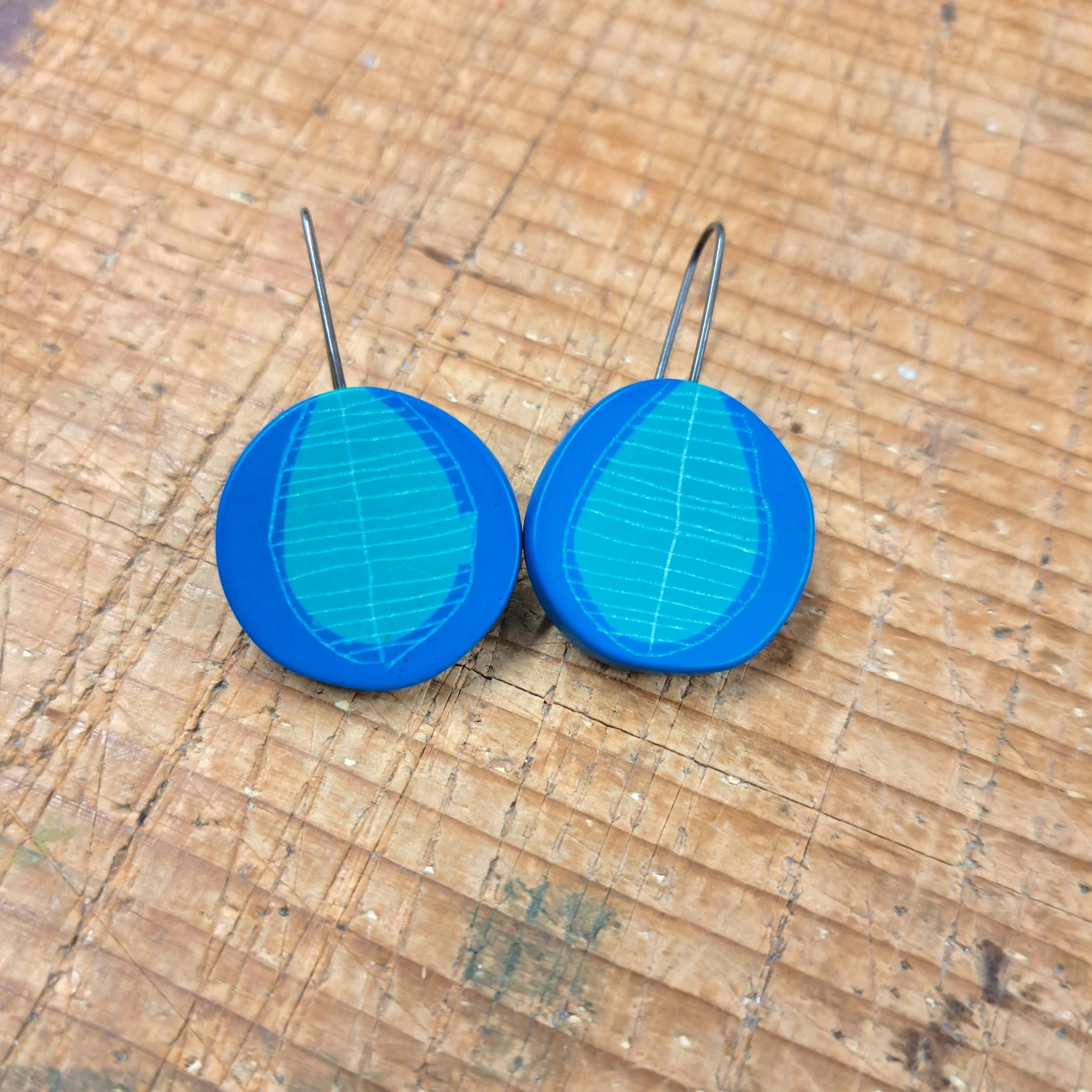 blue and turquoise large drop earrings