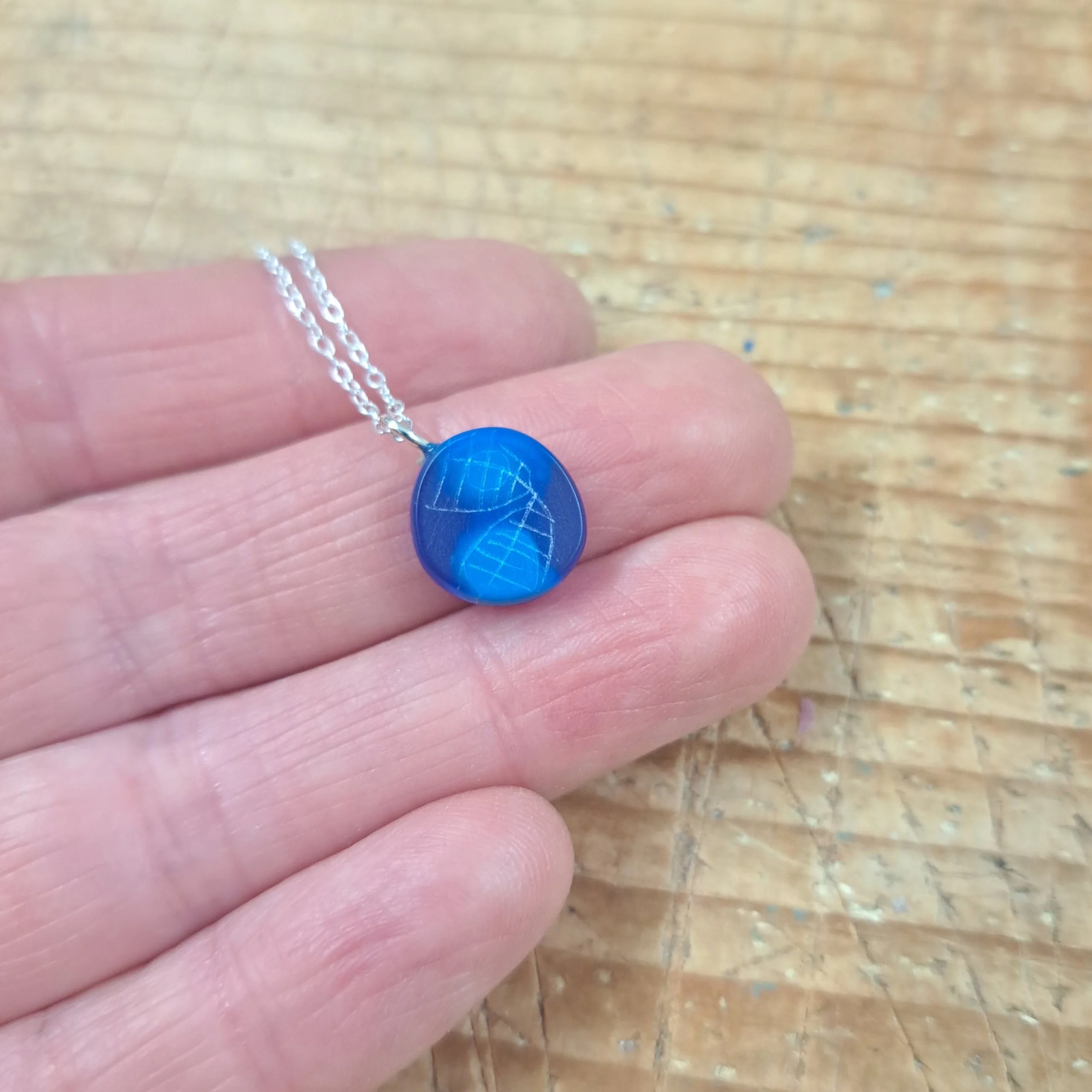 translucent blue mini round pendant