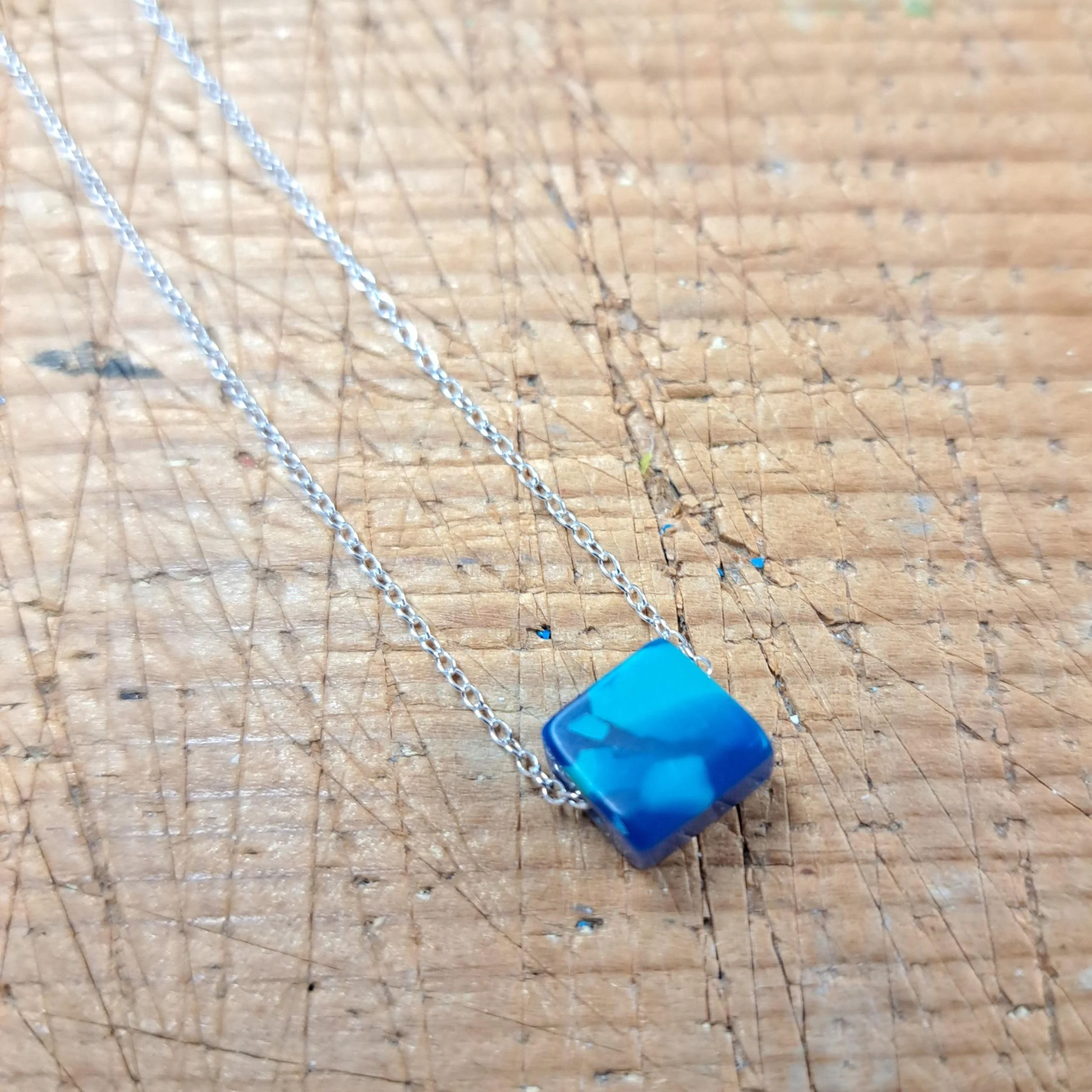 blue block bead necklace