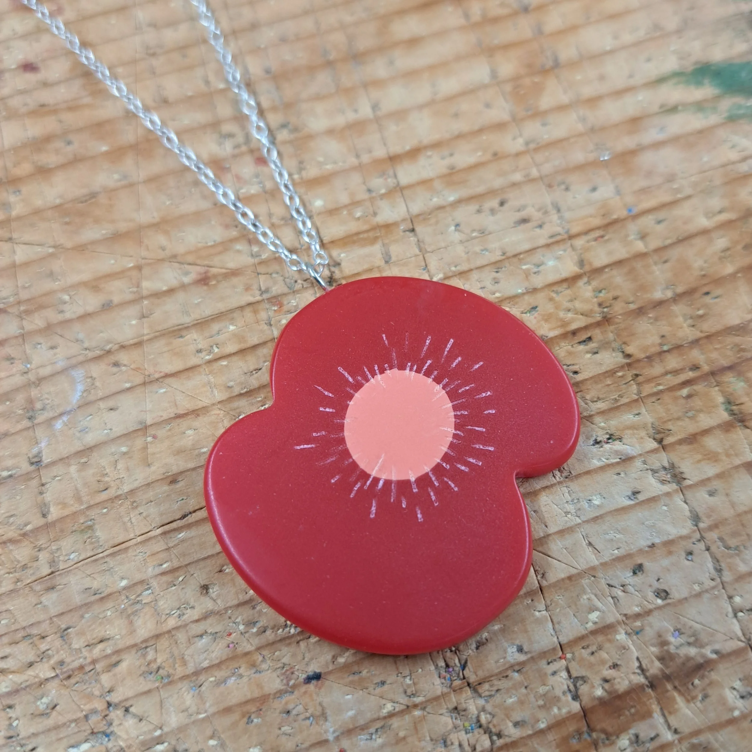 red poppy necklace
