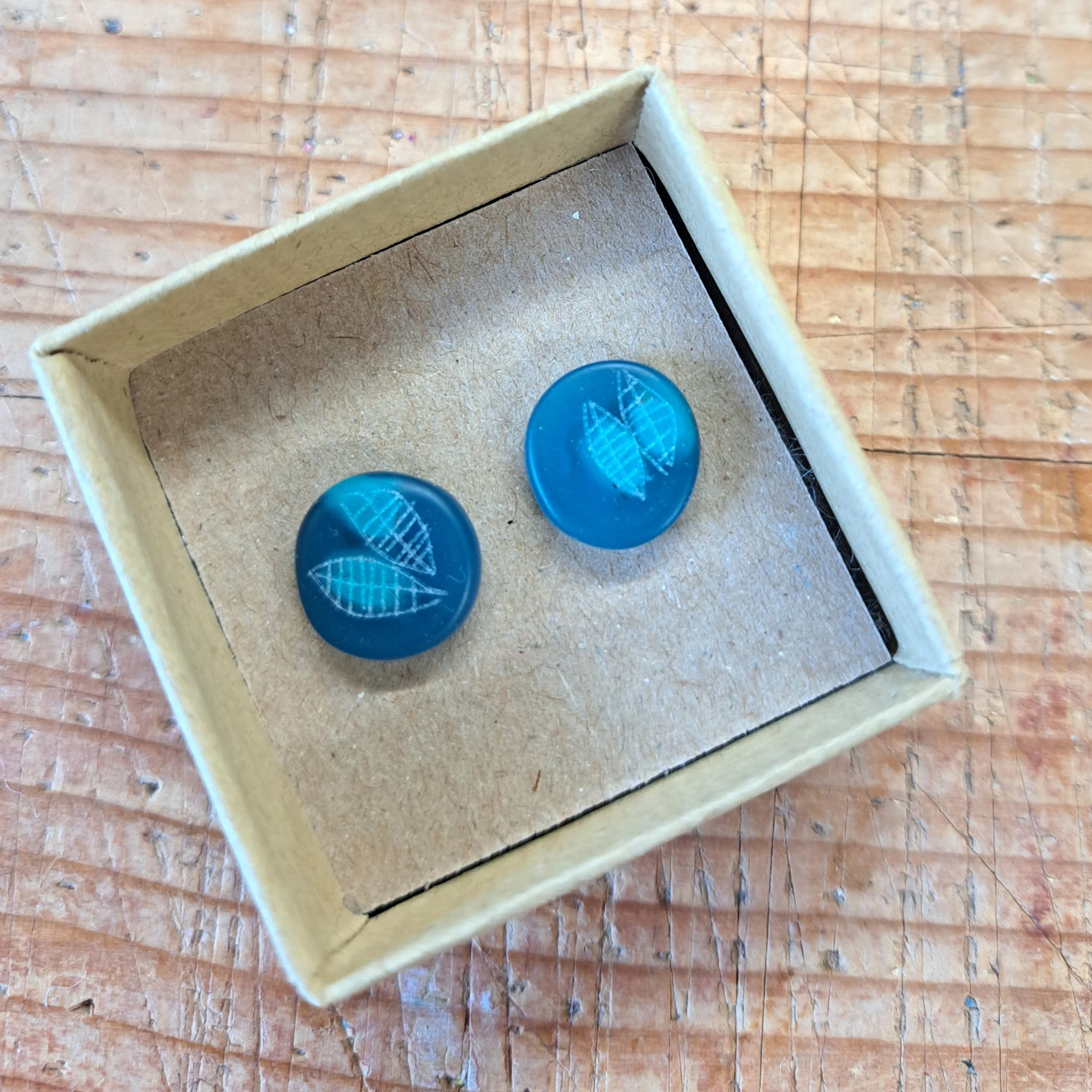 translucent teal and turquoise mini round studs