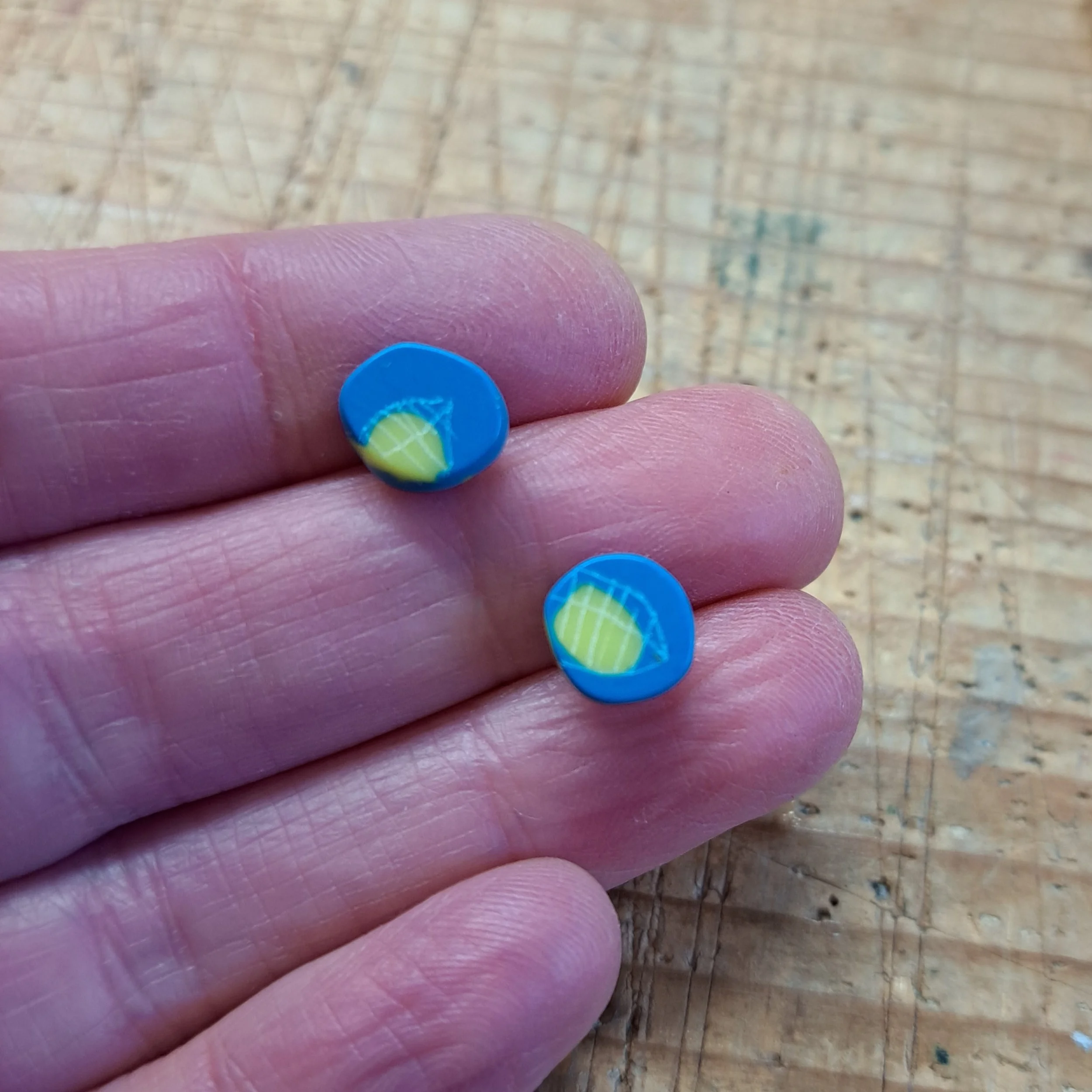 tiny studs - bright blue and yellow