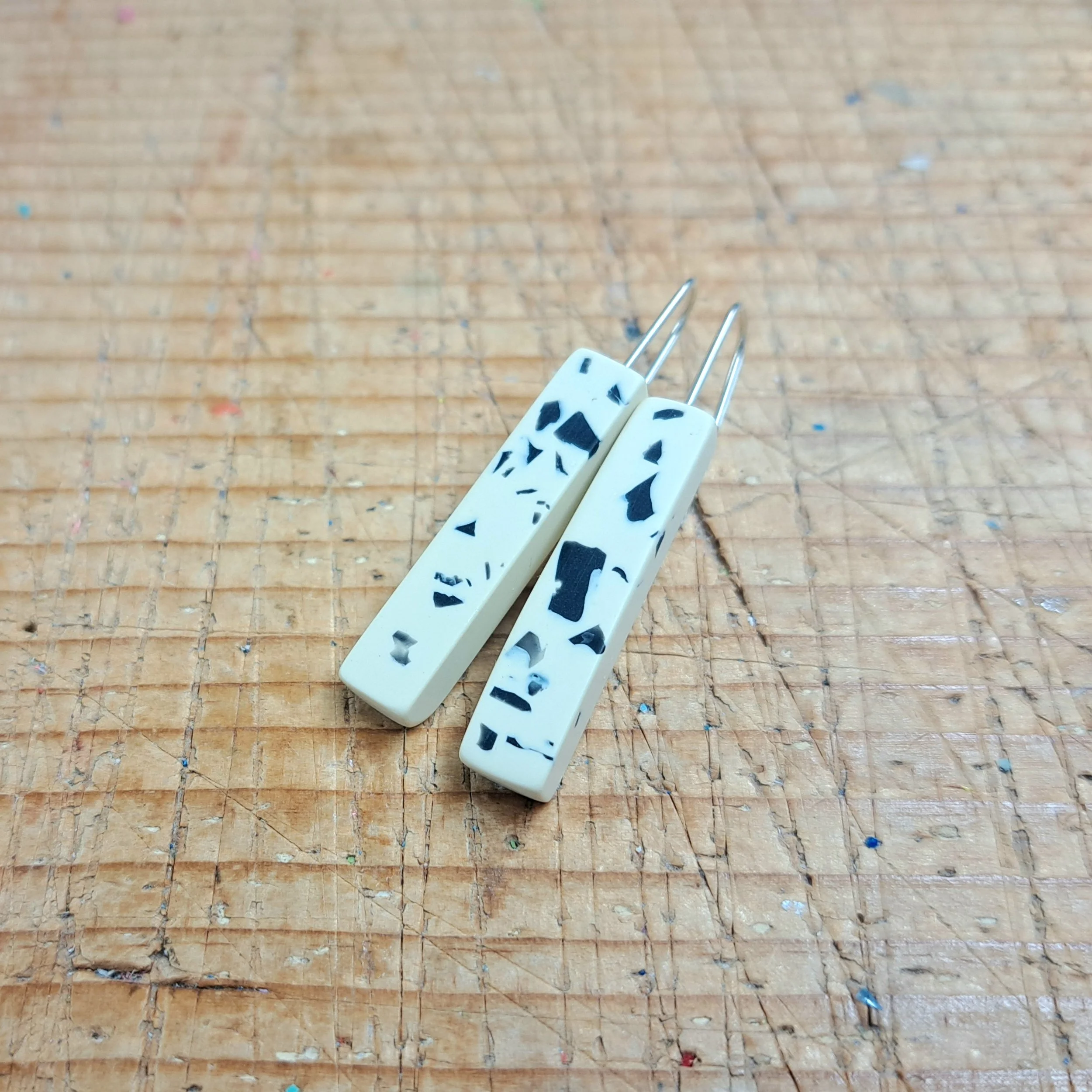 cream and black speckle little bar drops