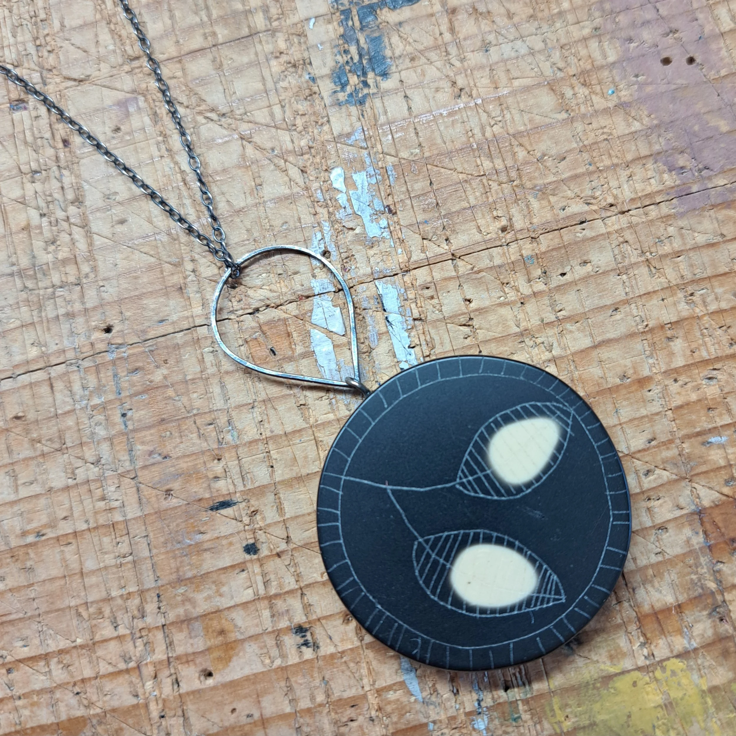black extra large round pendant