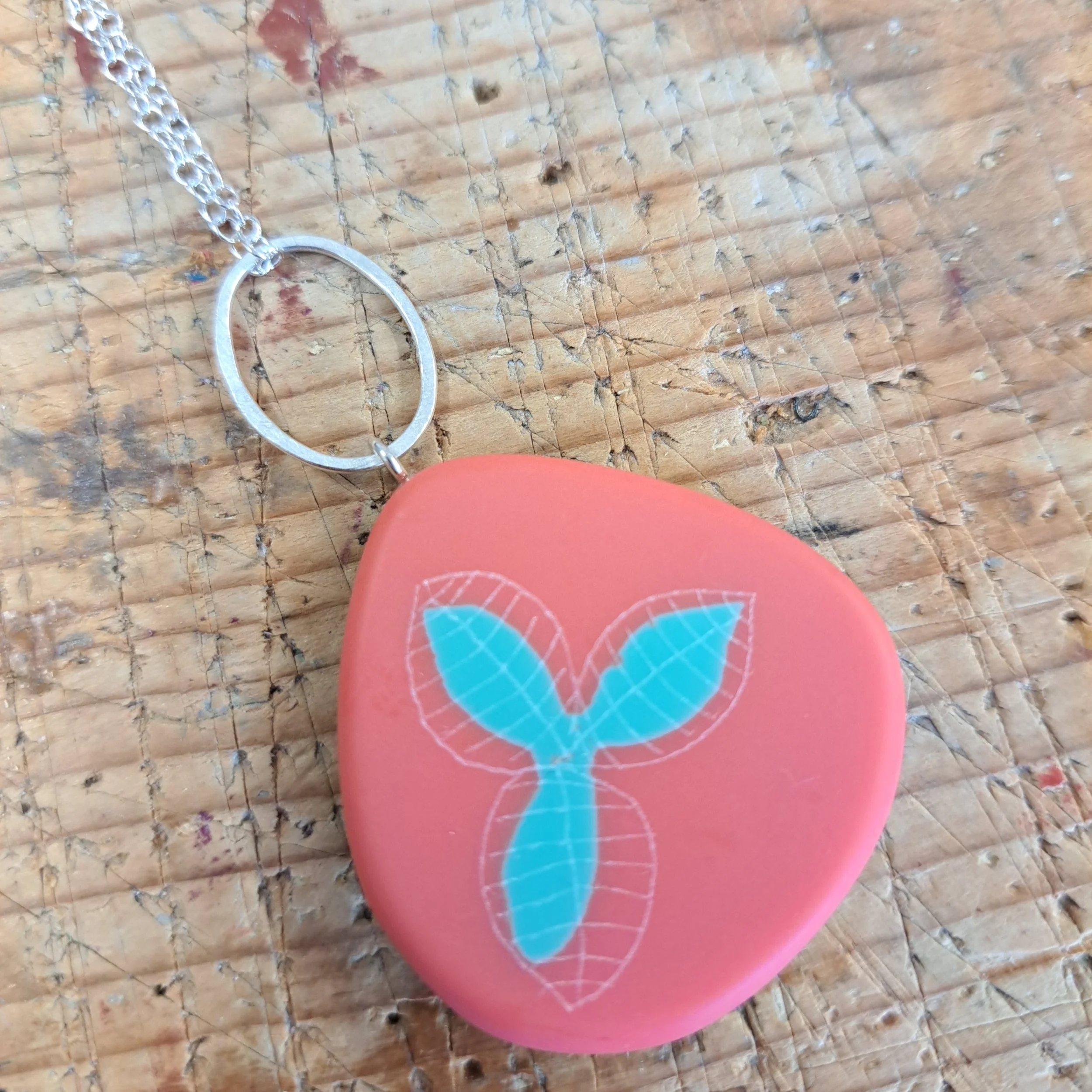 petal pendant in soft coral