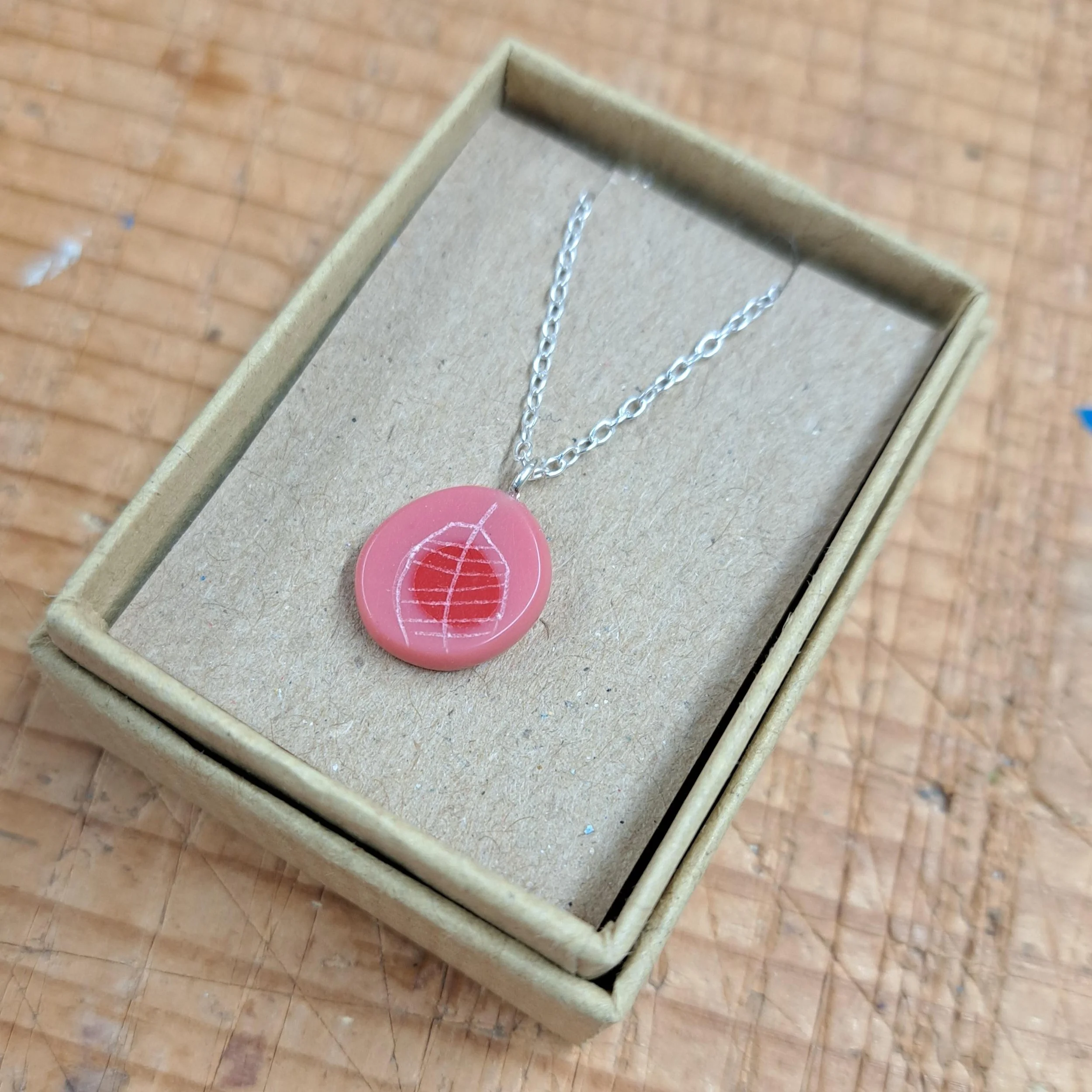pink mini round pendant