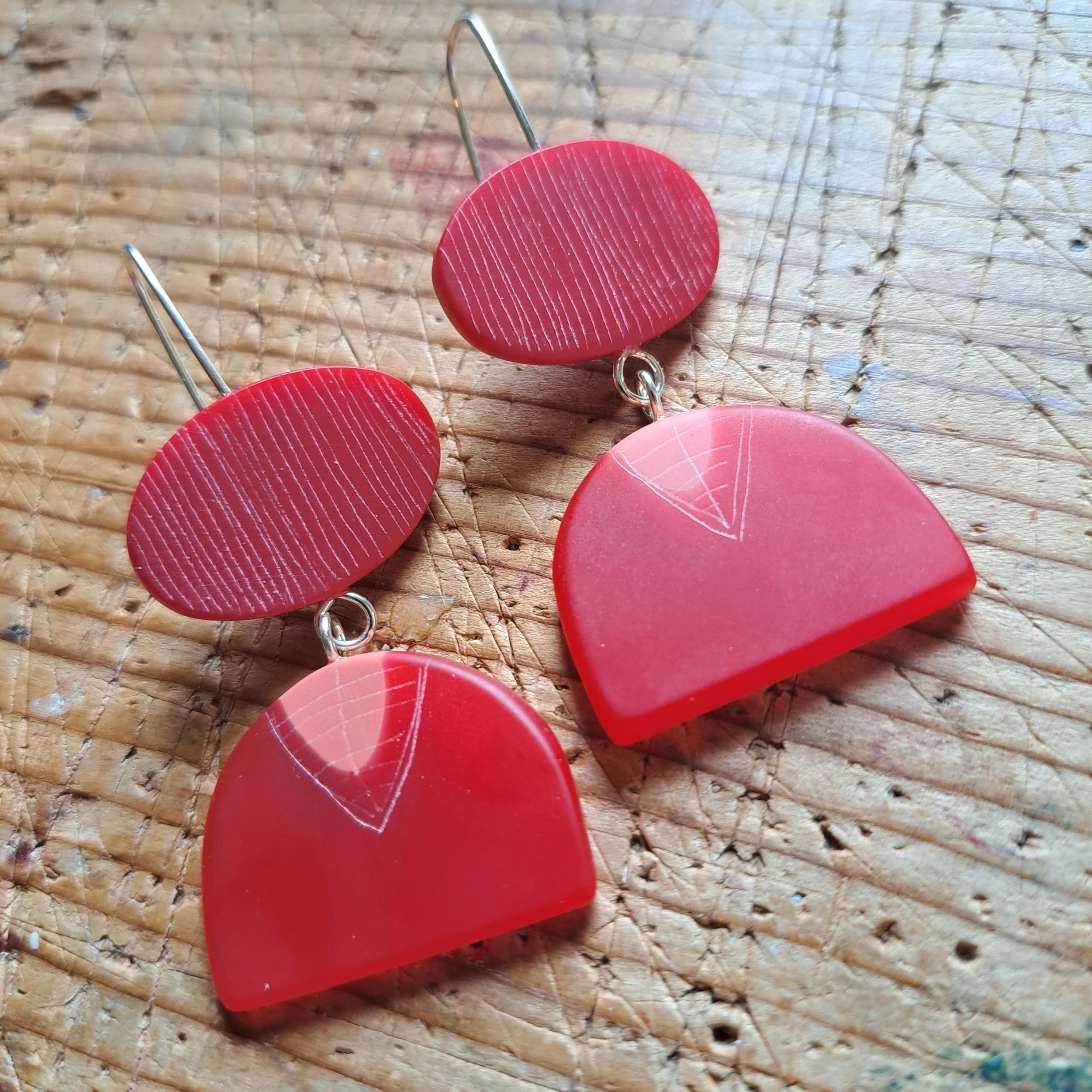 red mix Double drop earrings