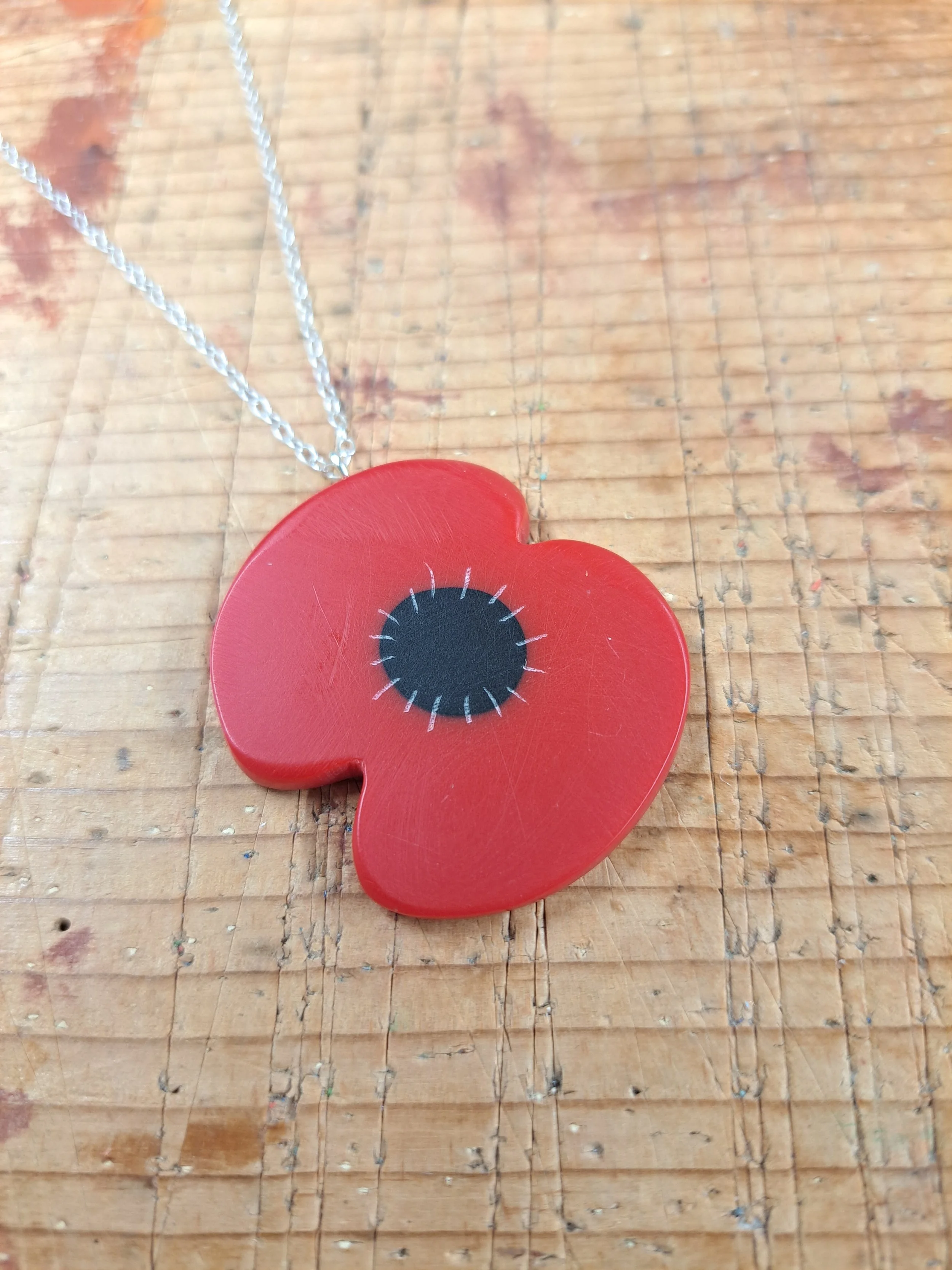 red poppy necklace