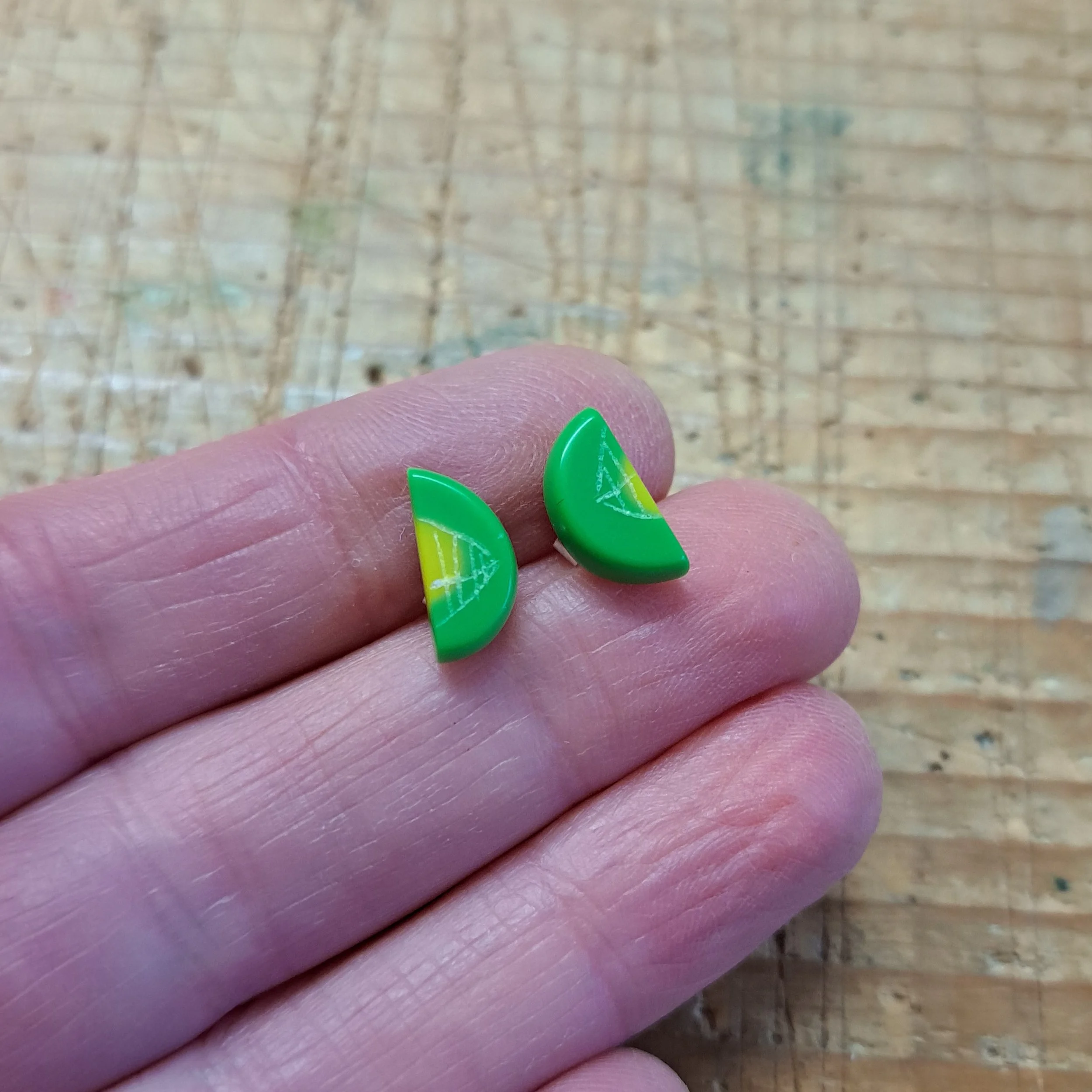 tiny studs - green