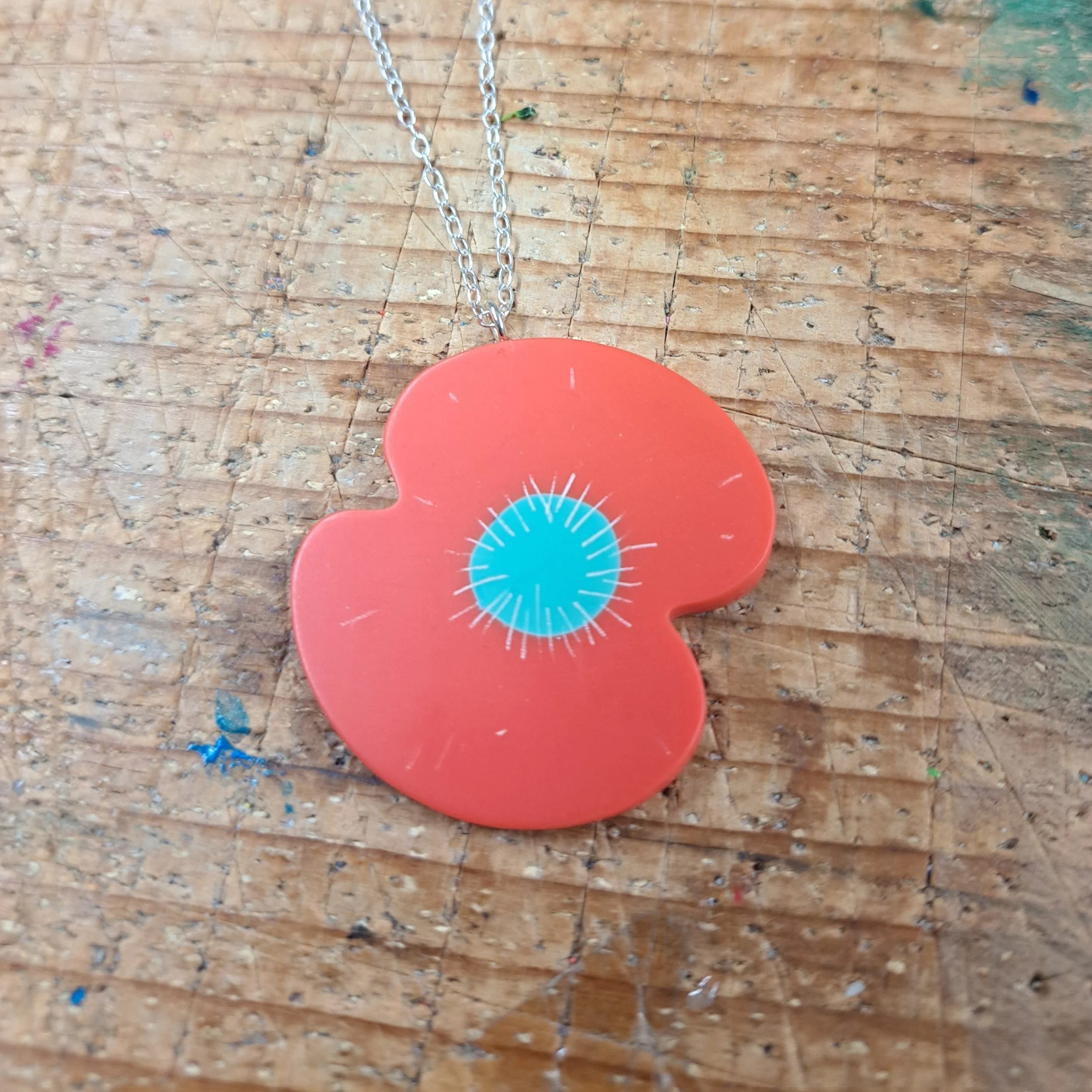 coral poppy necklace