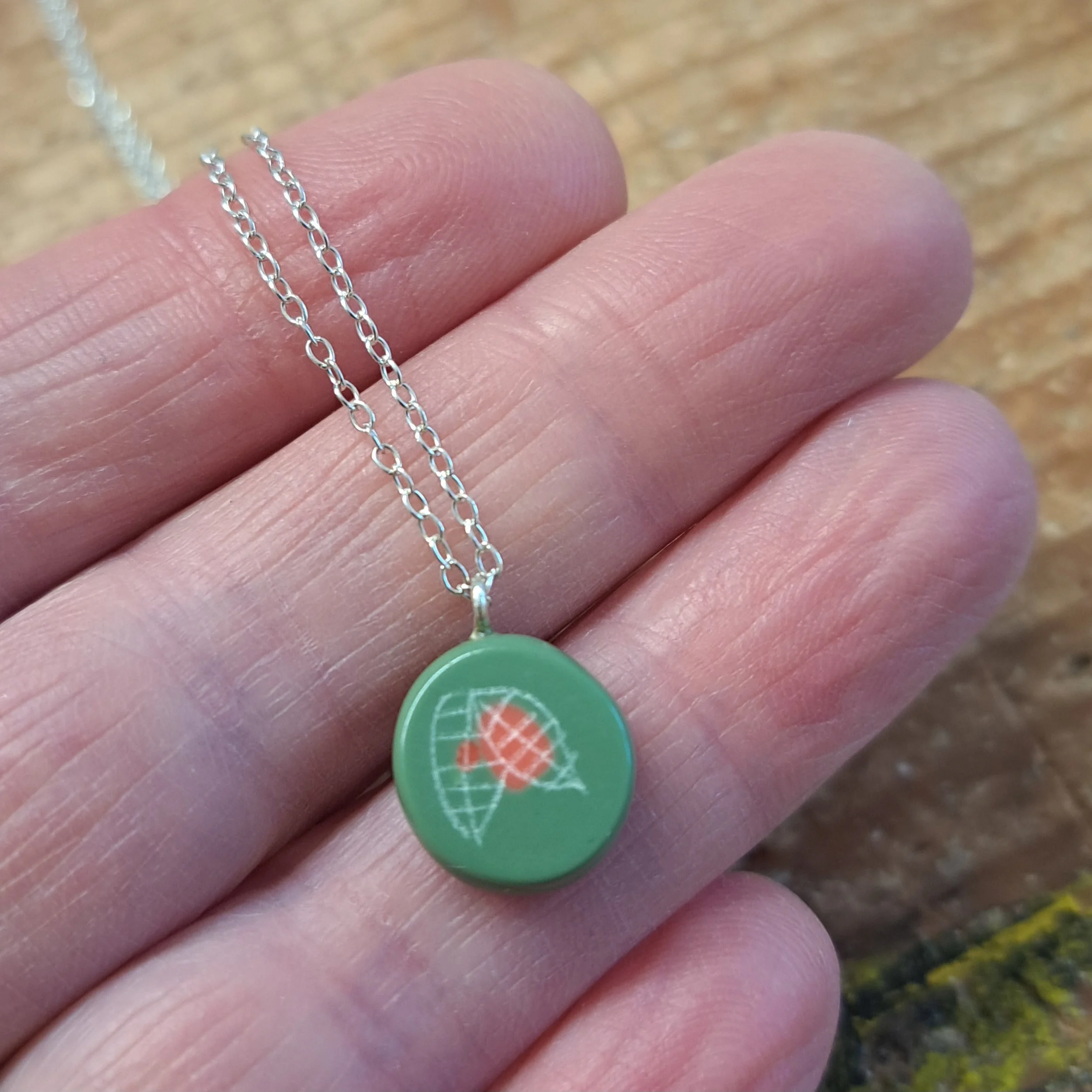 olive green mini round pendant