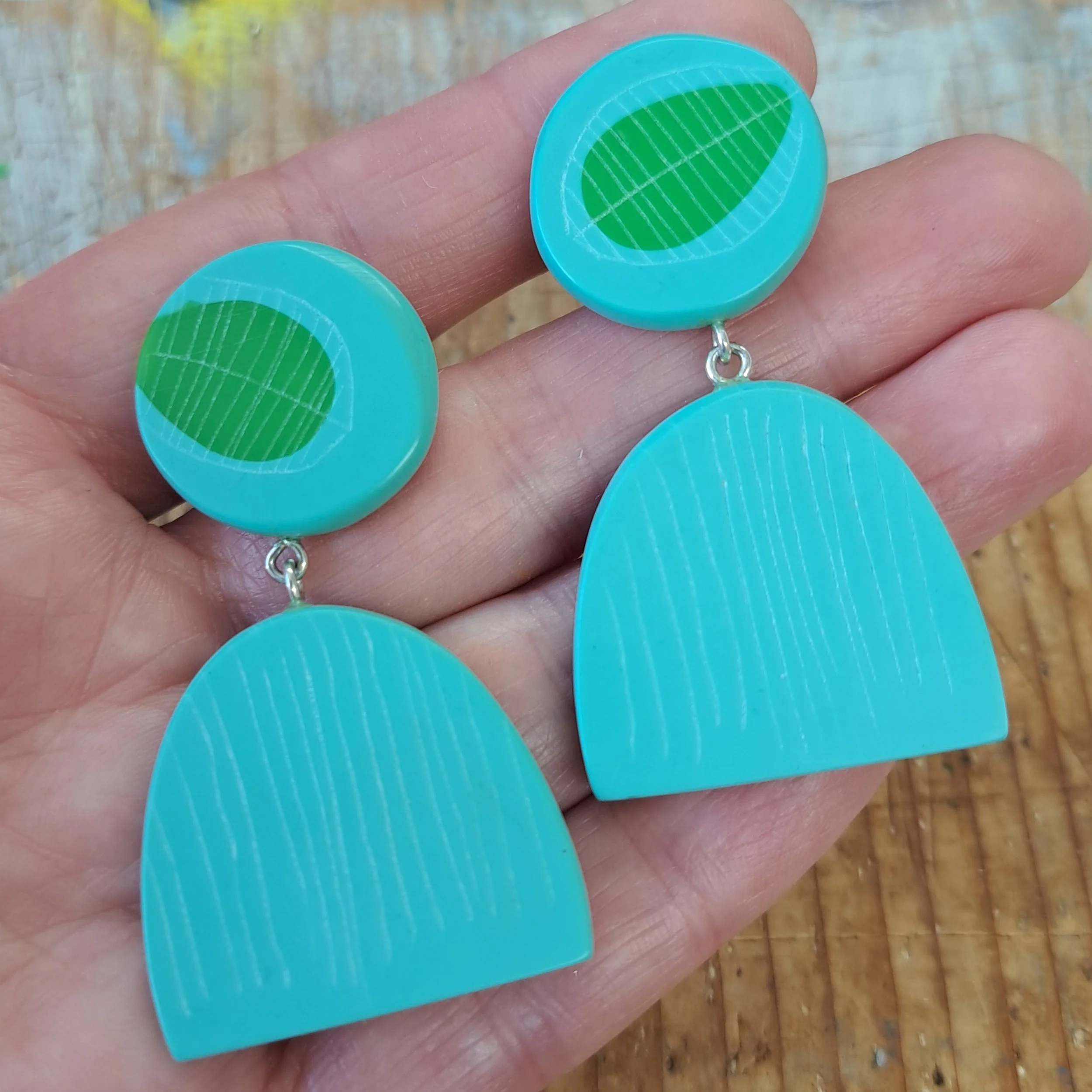 aqua Double drop studs