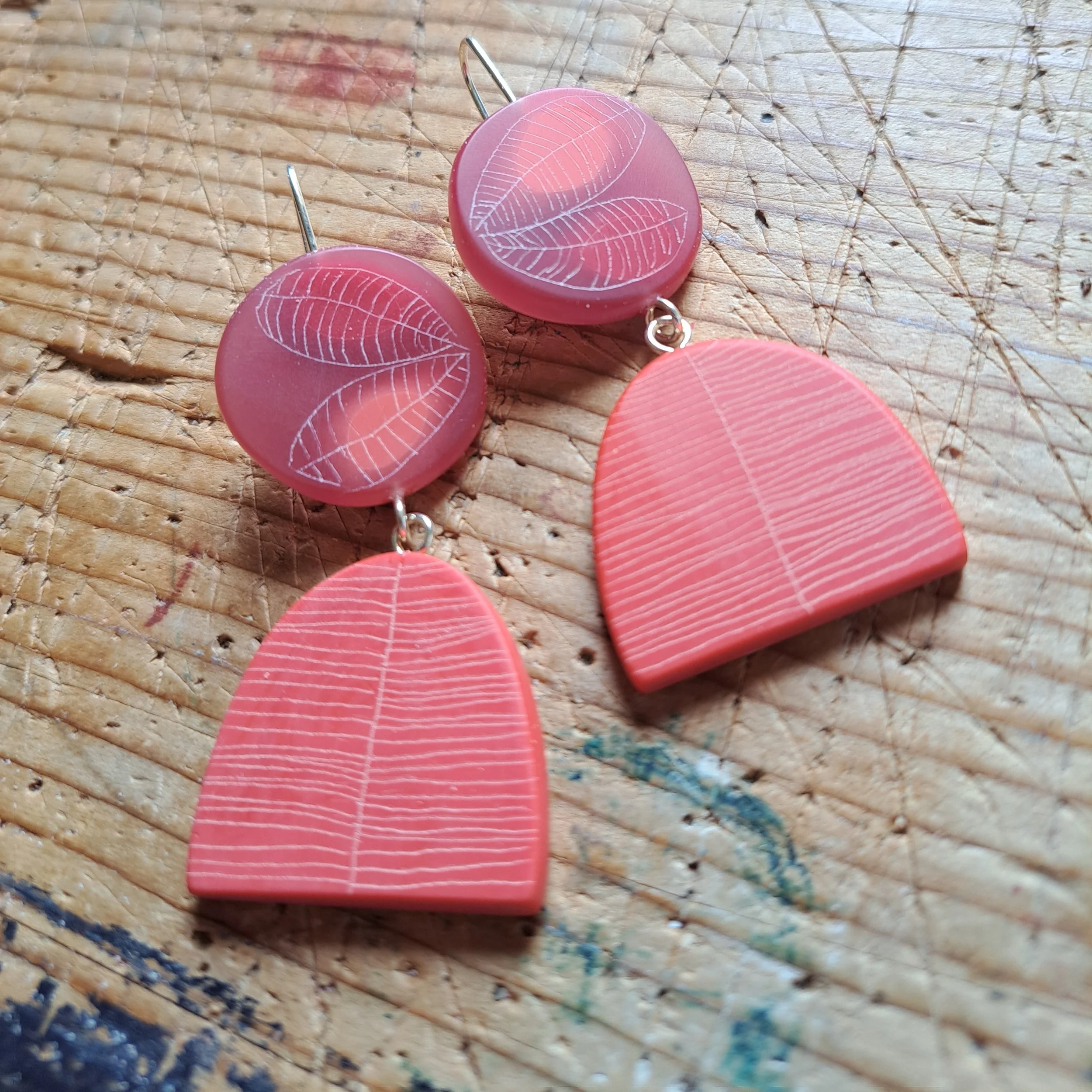 Coral mix Double drop earrings