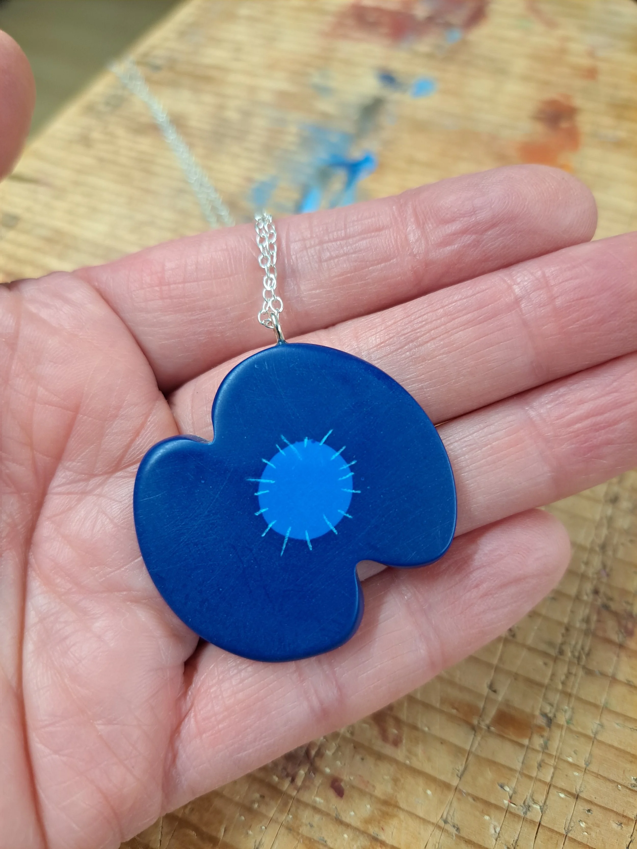 blue poppy necklace