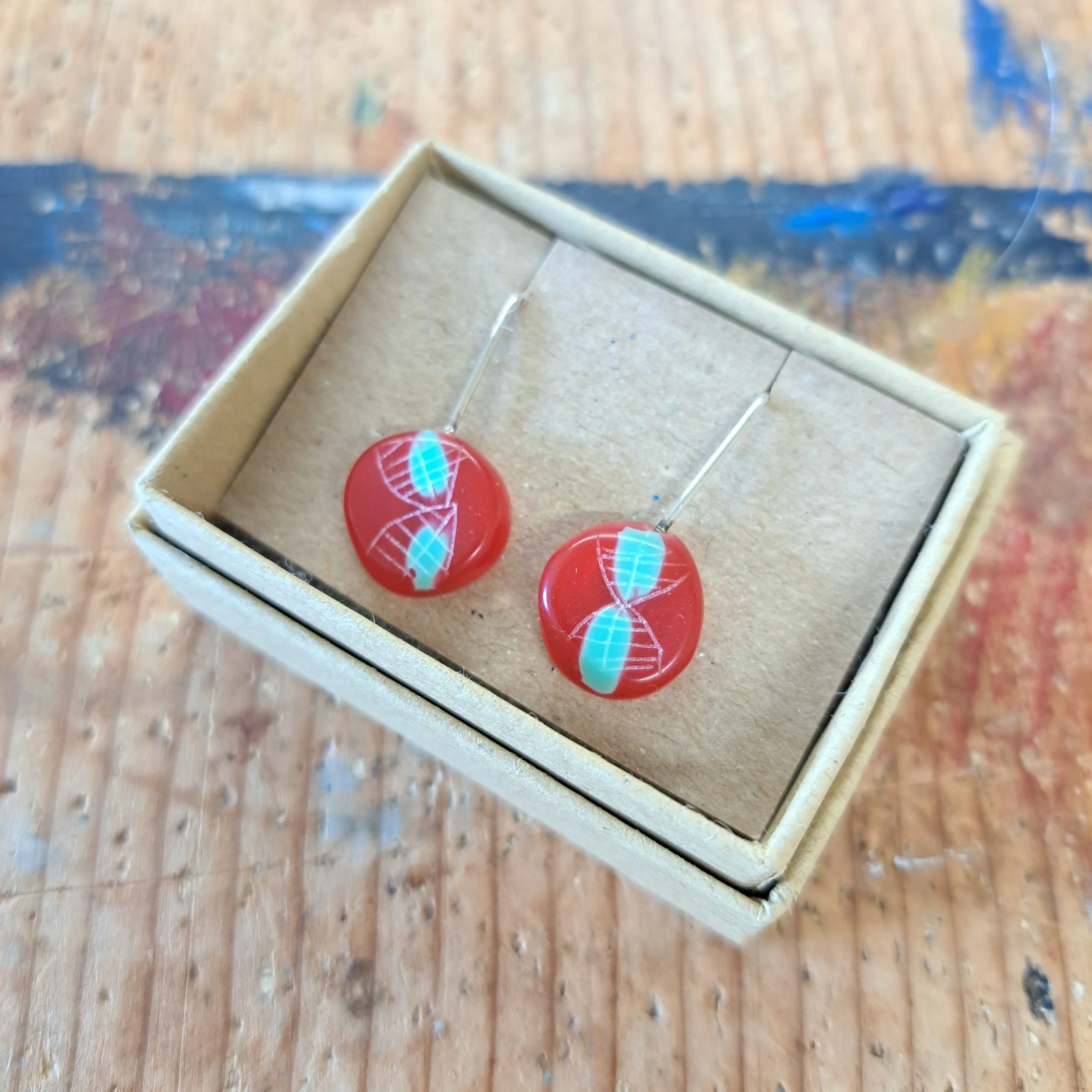 translucent red and aqua mini round drops