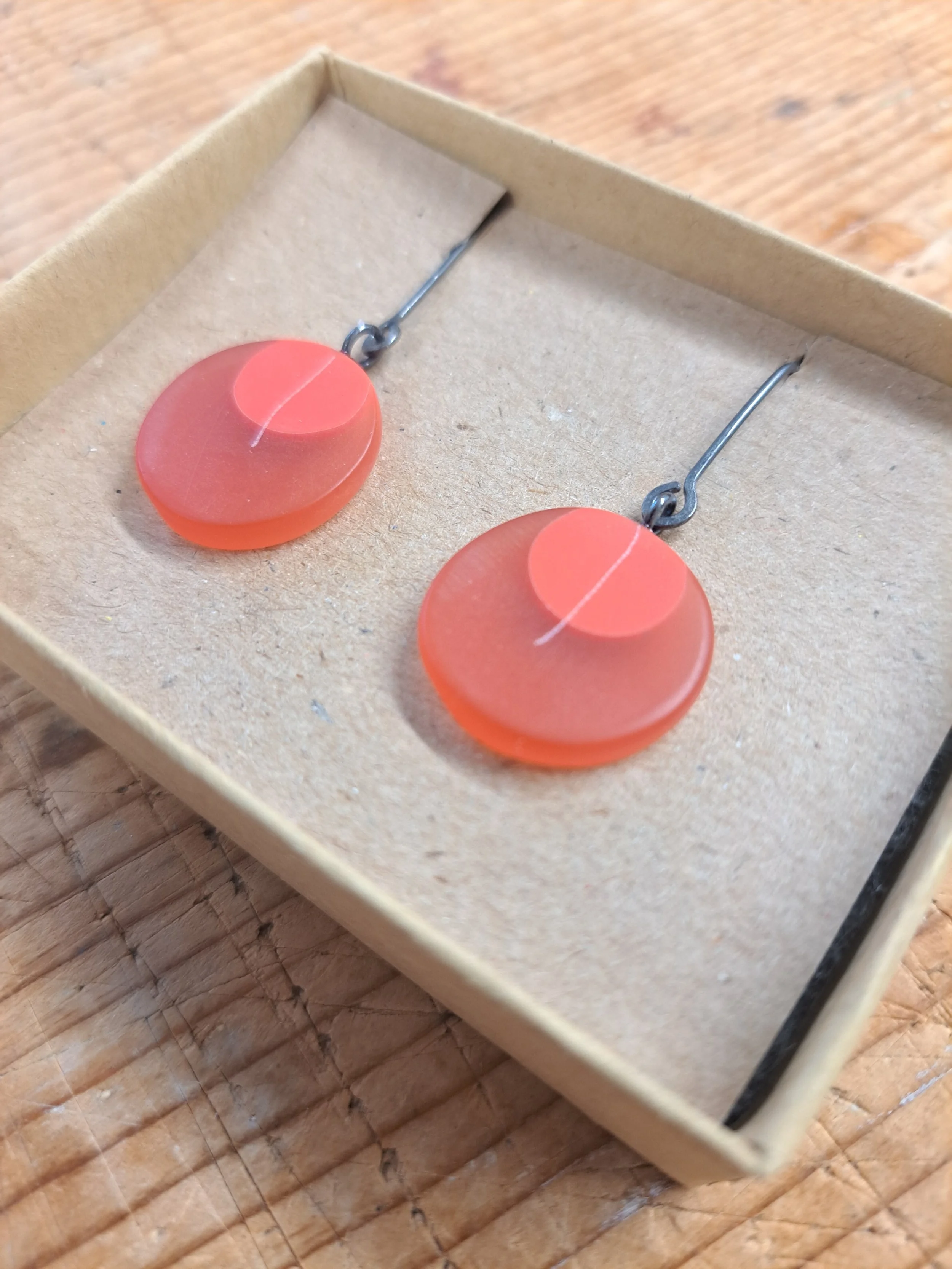 orange round drop earrings