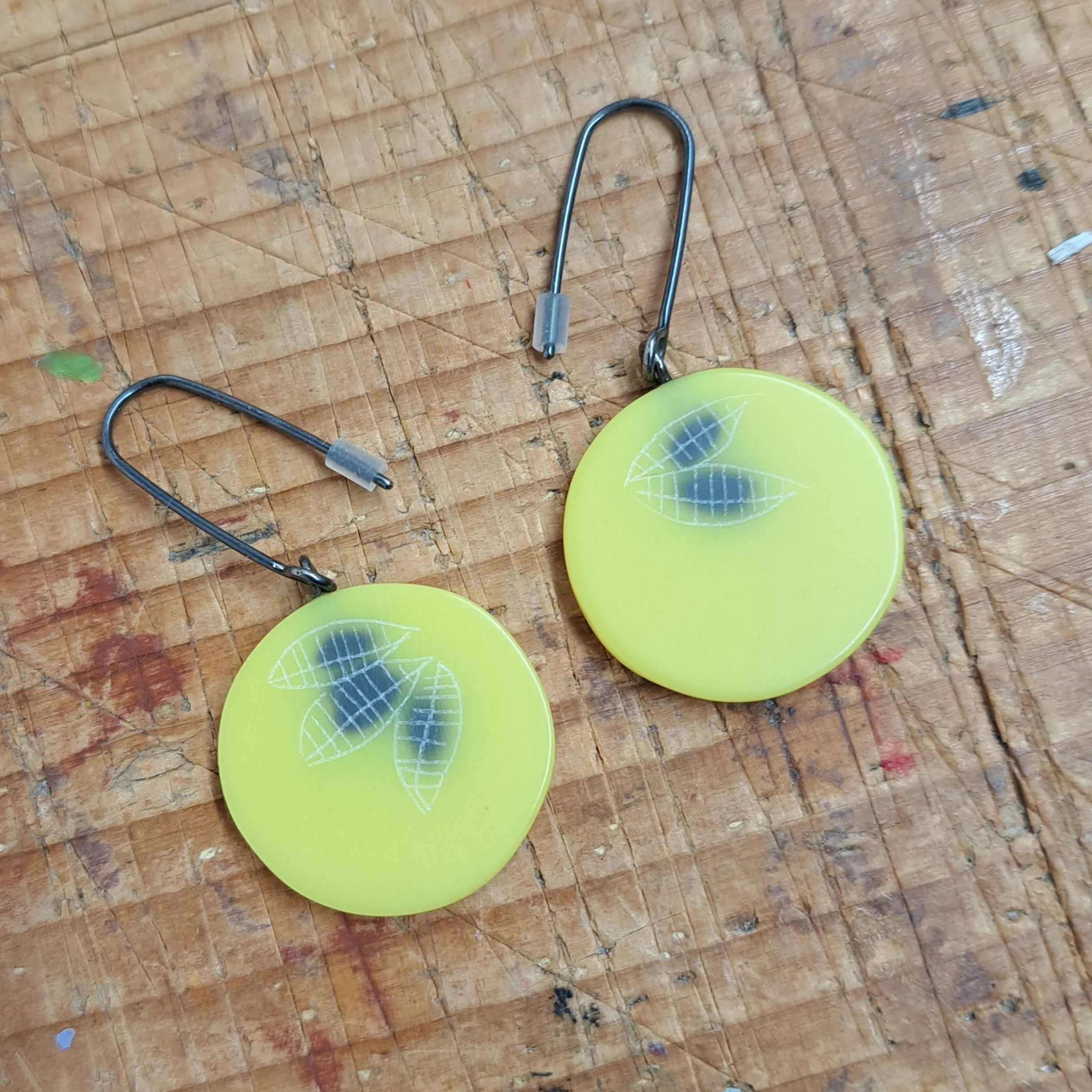 Bright yellow large drop earrings