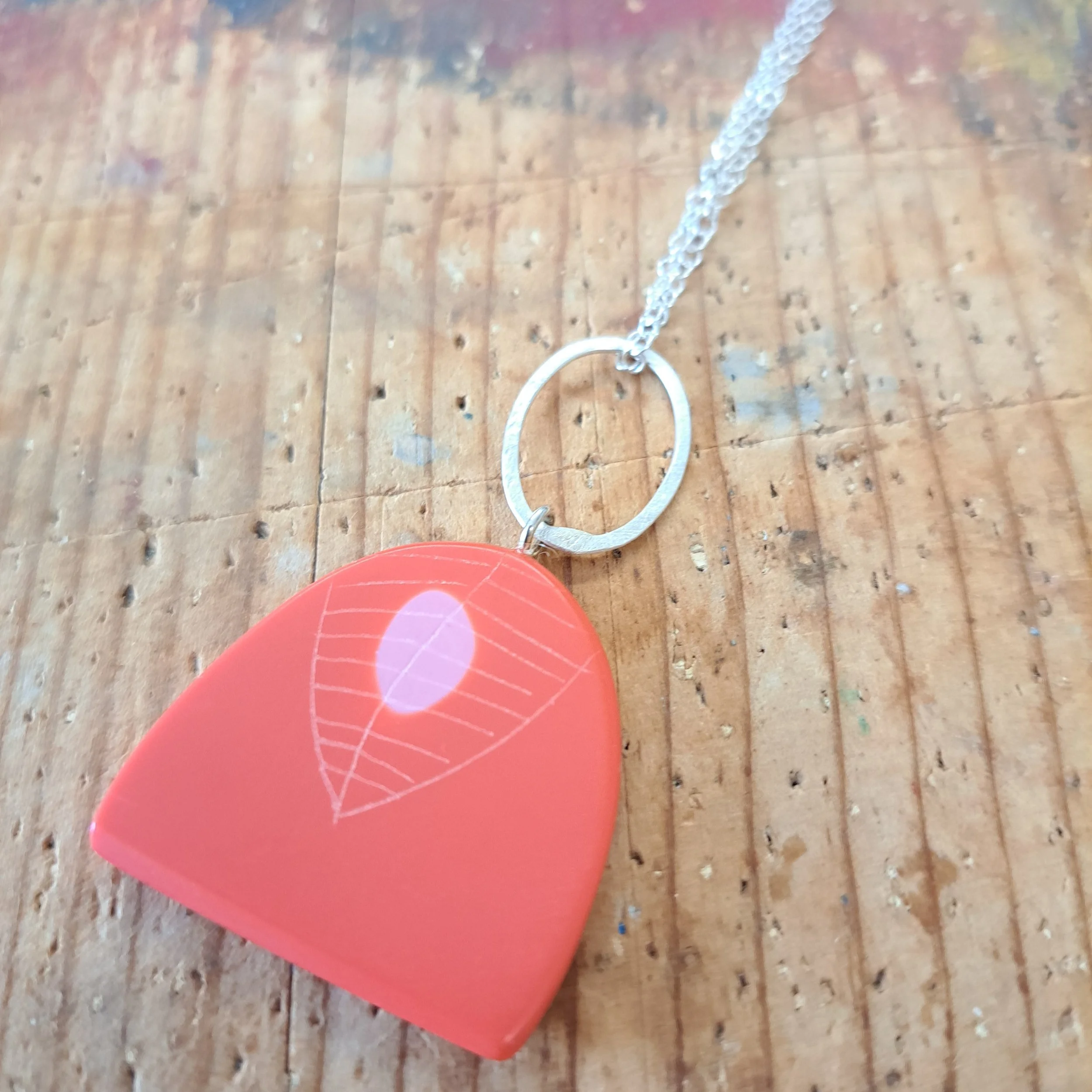 coral demi drop pendant