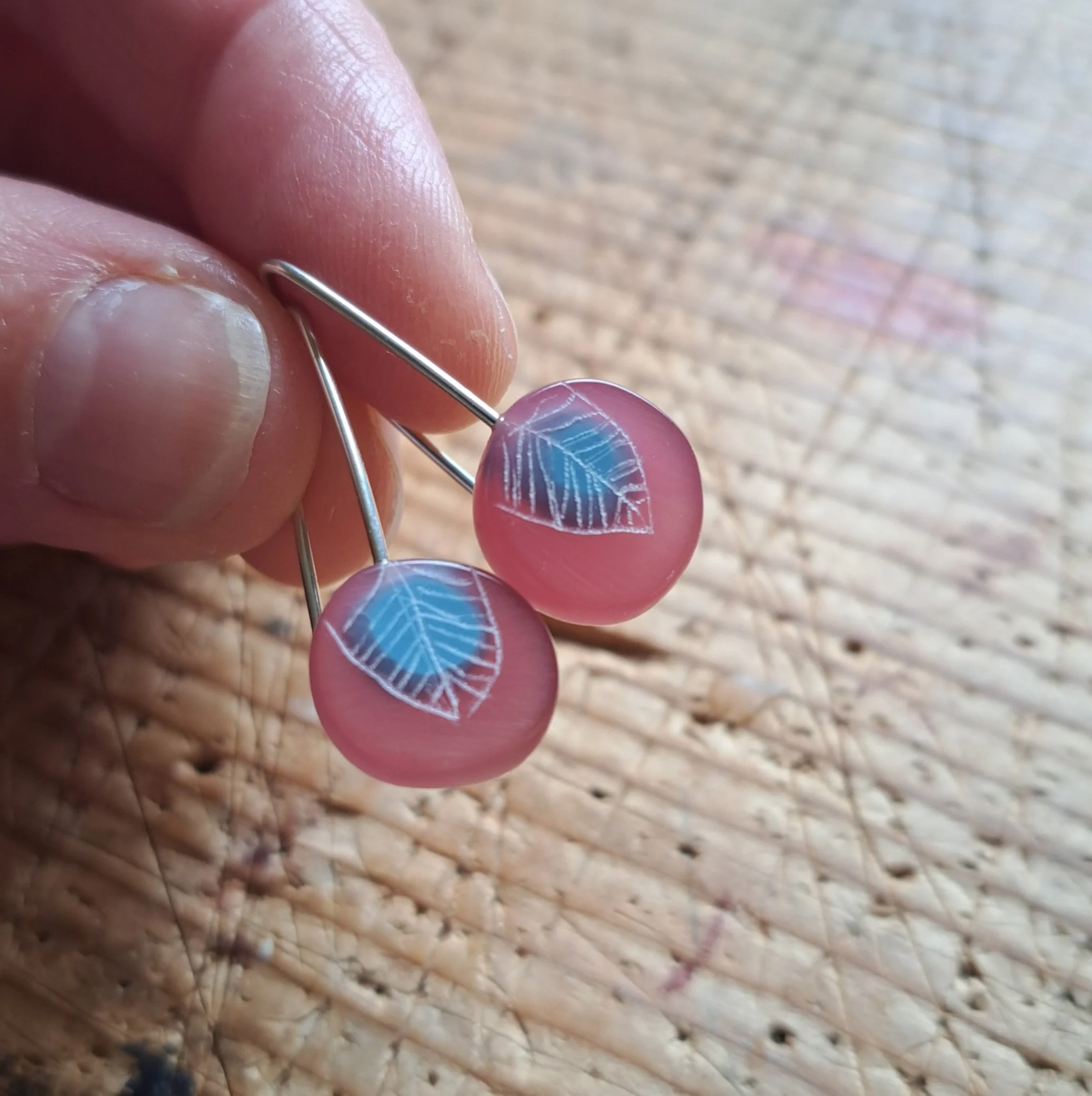 translucent magenta and blue mini round drops