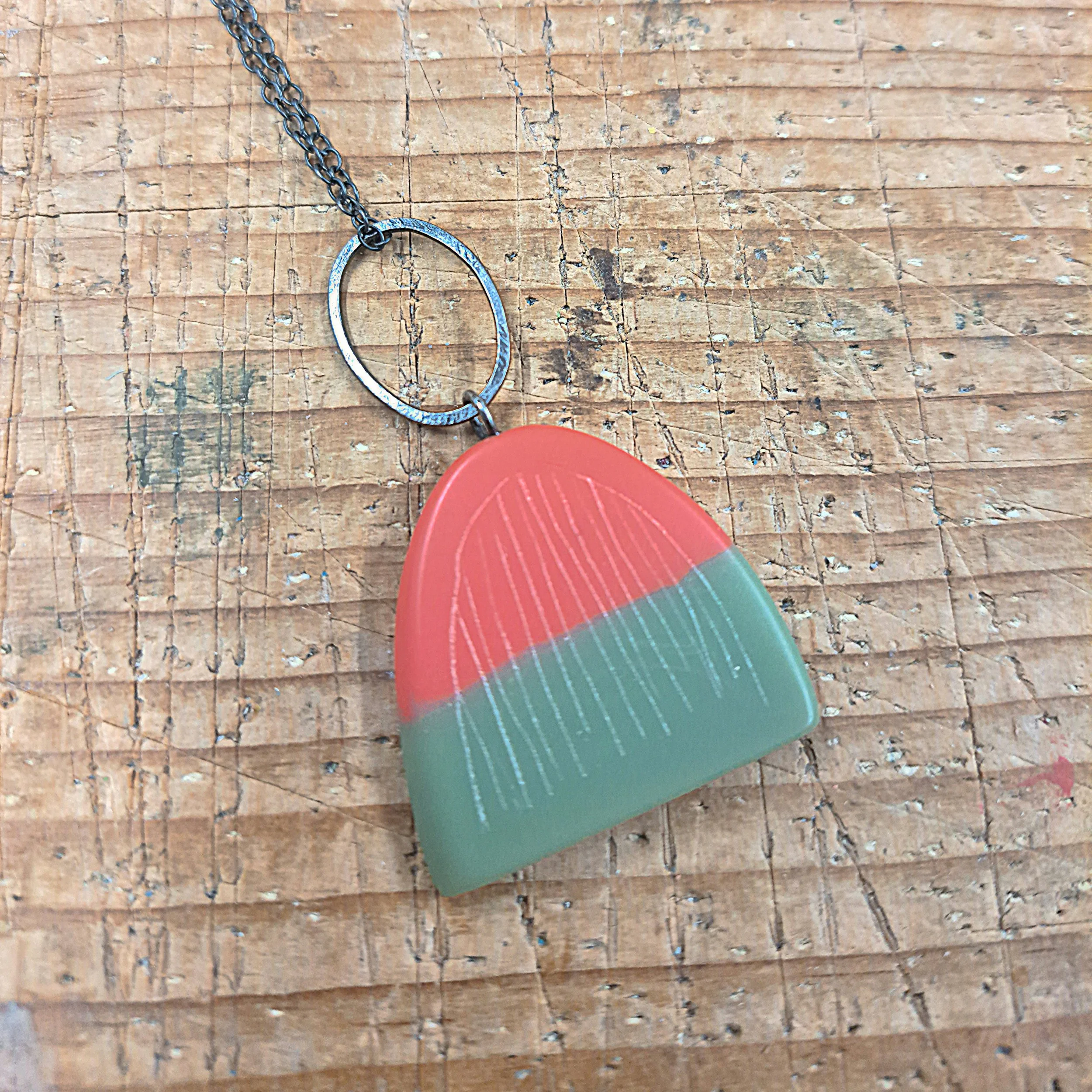 coral and olive demi pendant