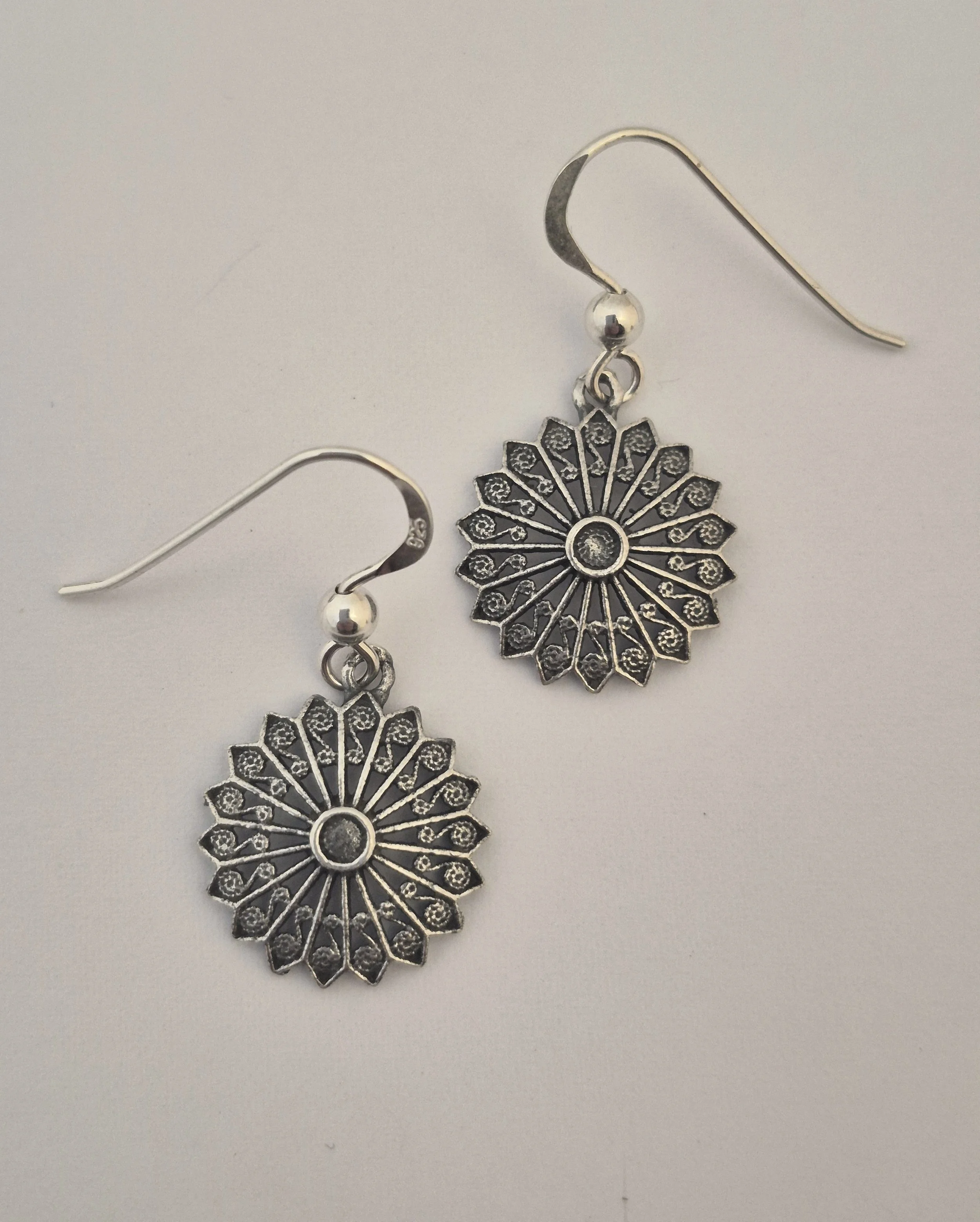Sterling silver mandala earrings