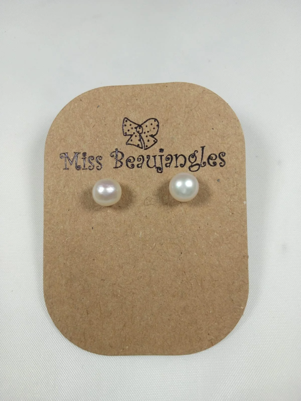 Medium white freshwater pearl stud earrings 