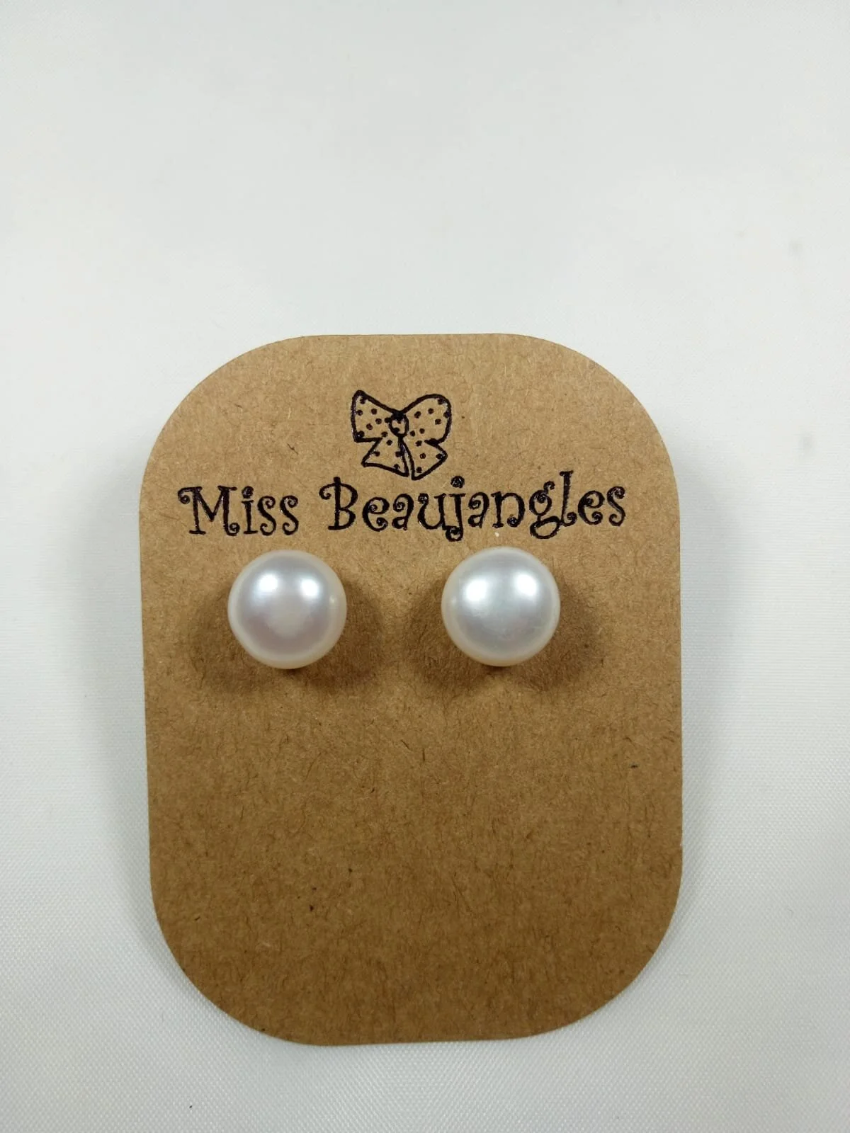 Large white freshwater pearl stud earrings