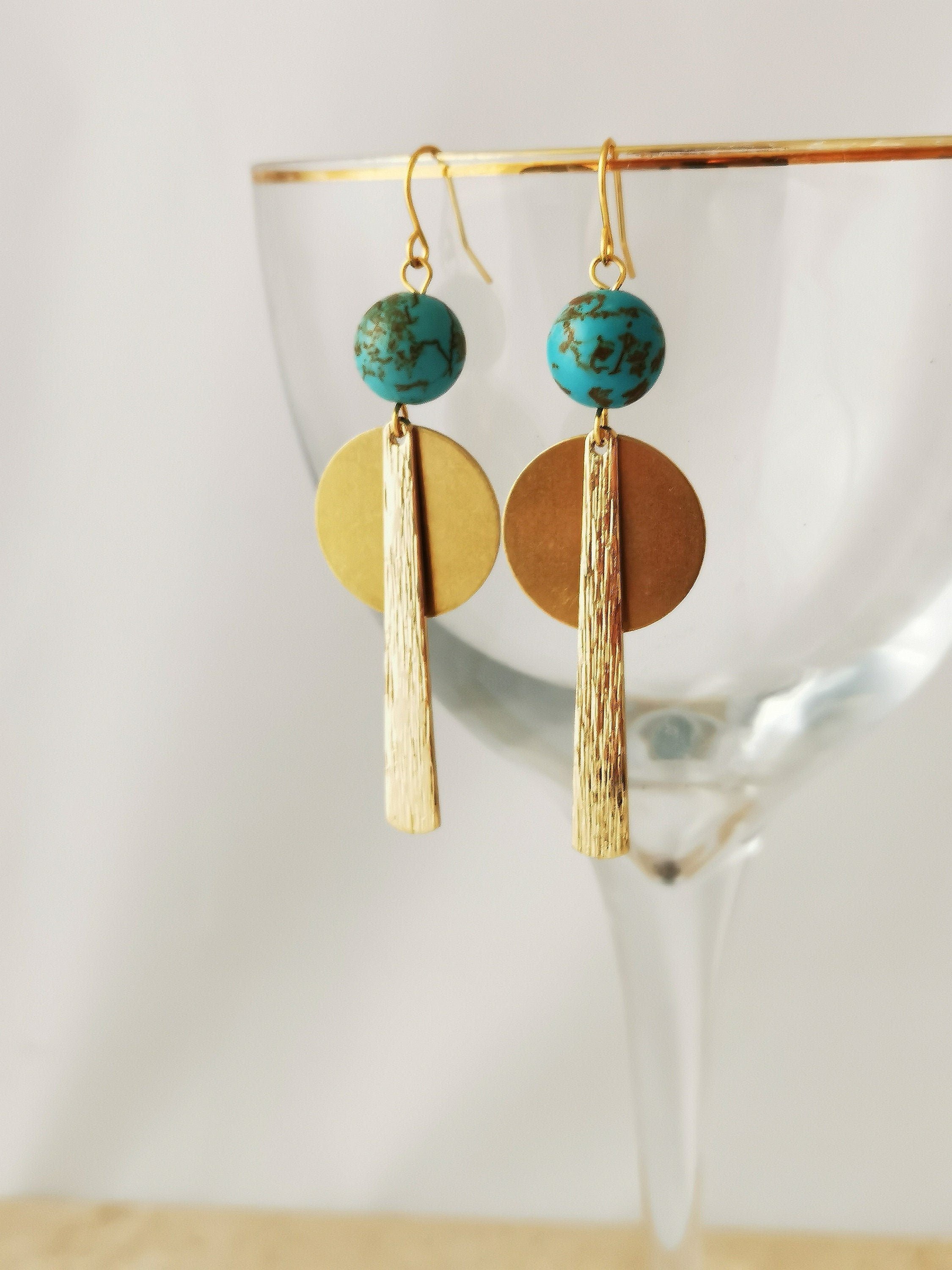 Gold and turquoise statement earrings