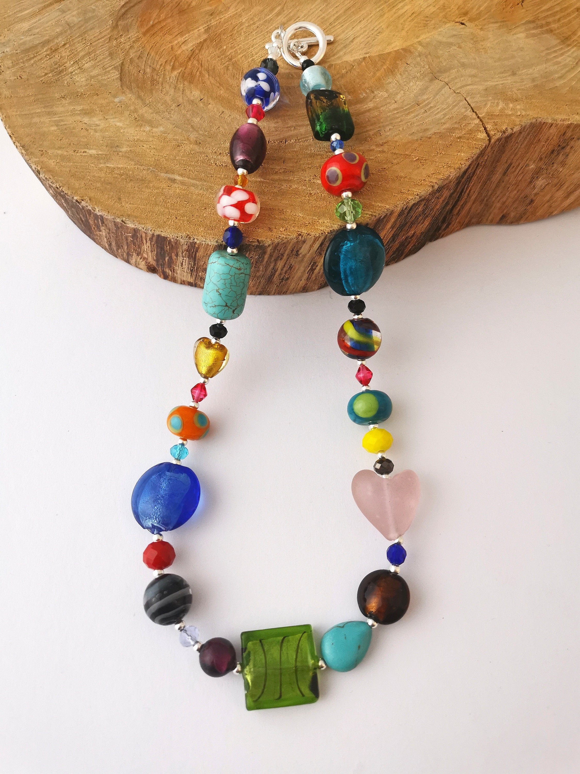 African beaded necklace, Fringe necklace, Chunky necklace, One size fit -  Afrikrea